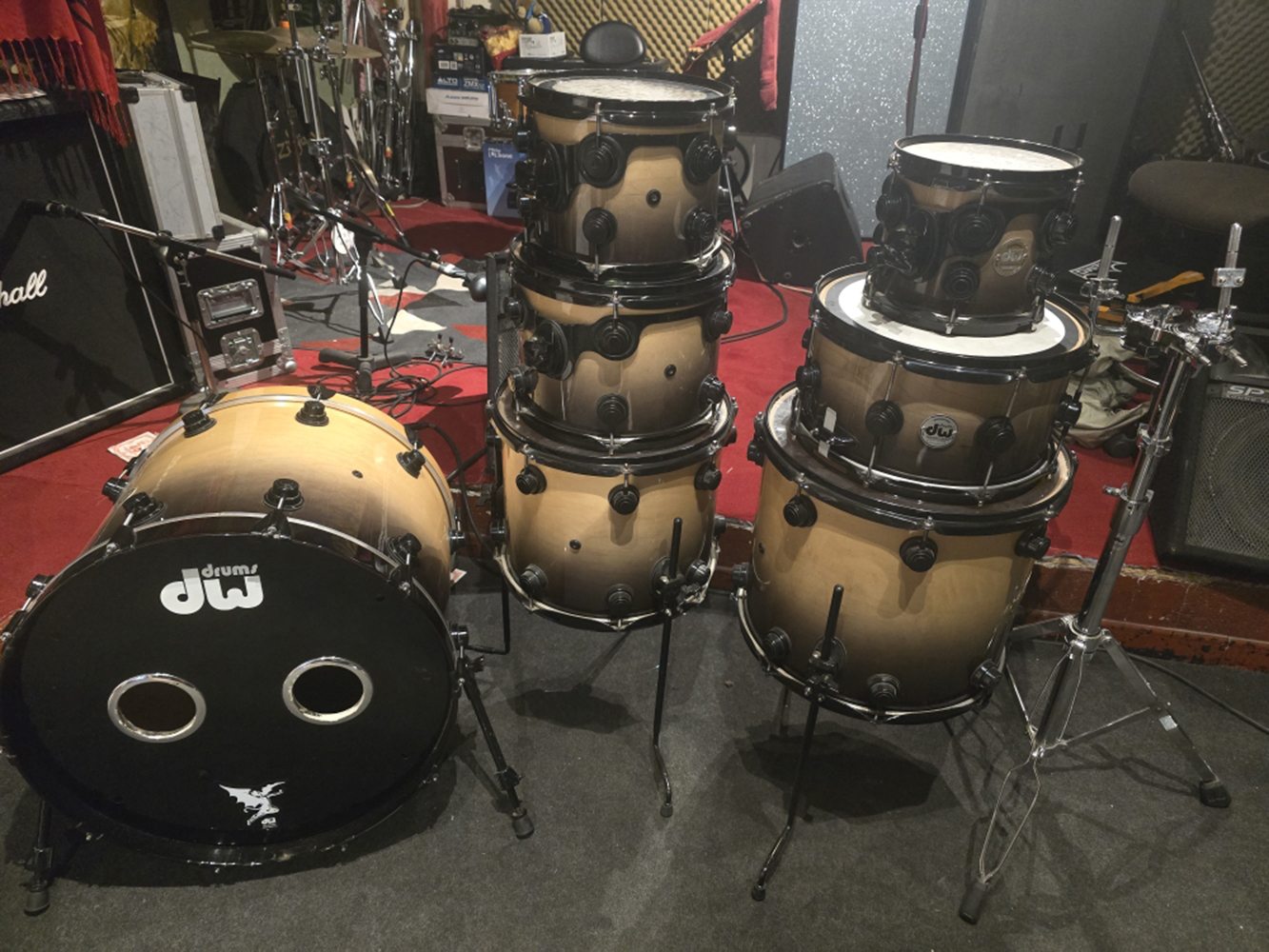 DW COLLECTOR'S SERIE 7 Fûts FADE TO BLACK FINISH EXOTIC BLACK HARDWARE