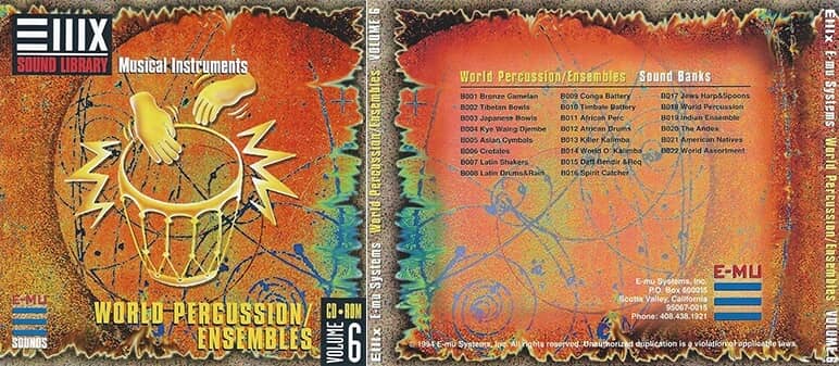 Vends E-MU EIIIX World Percussion / Ensembles Sound Librairy CD-ROM vol.6 