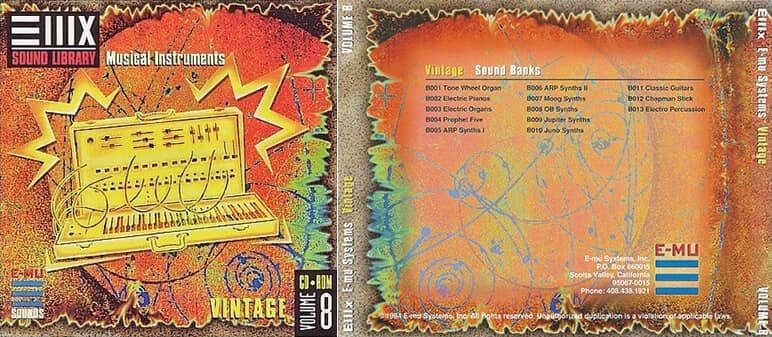 Vends E-MU EIIIX Vintage Synth & Keys  Sound Librairy CD-ROM vol.8