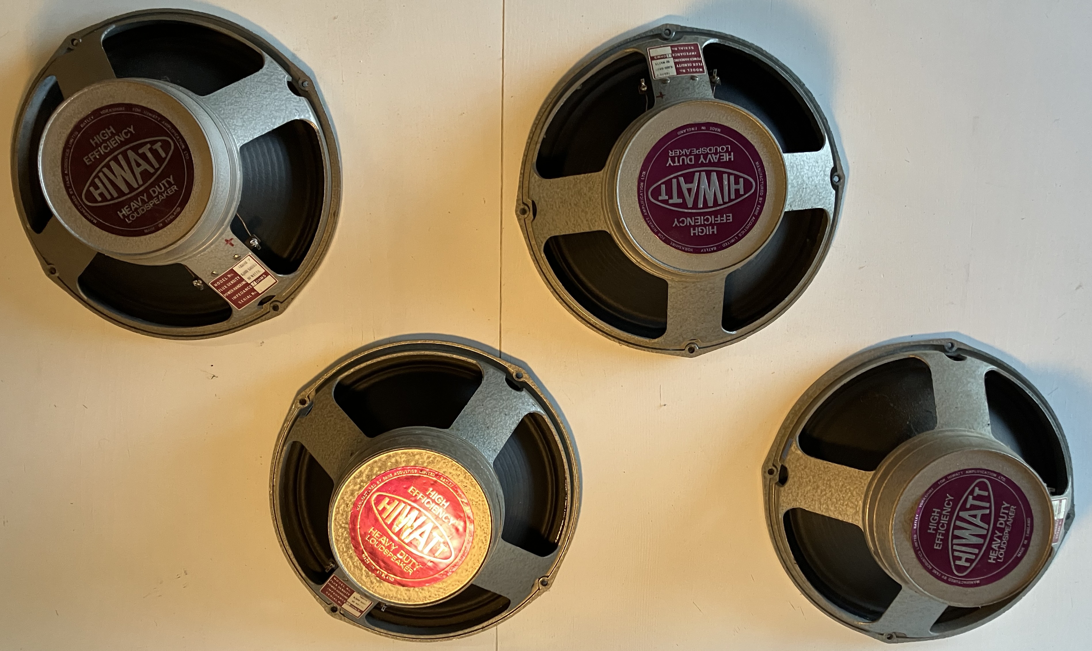 4 vintage HPs Fane Purple pour Hiwatt - 122/12 20W 15ohms. 