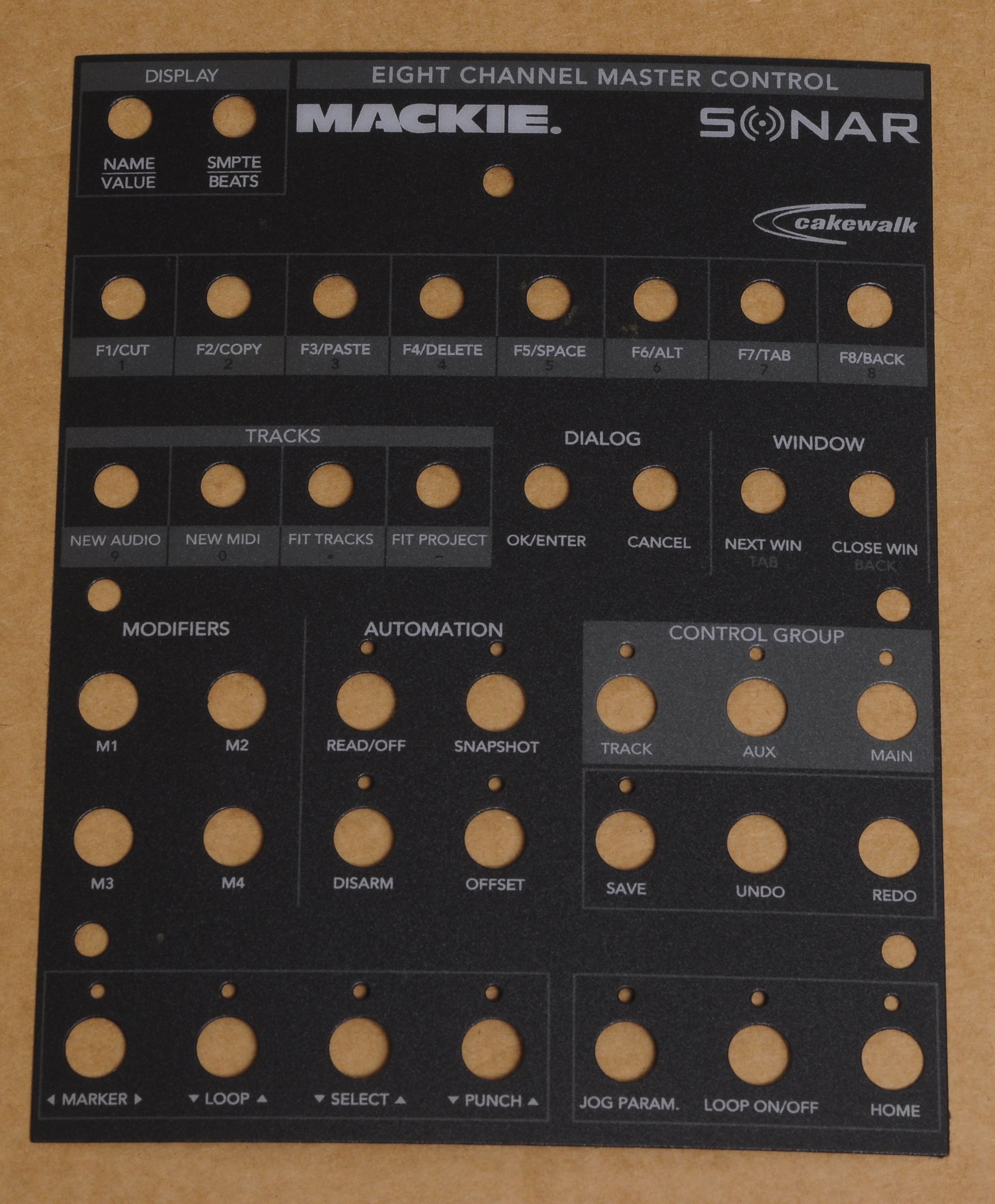 Overlay Cakewalk SONAR pour Mackie control universal MK1