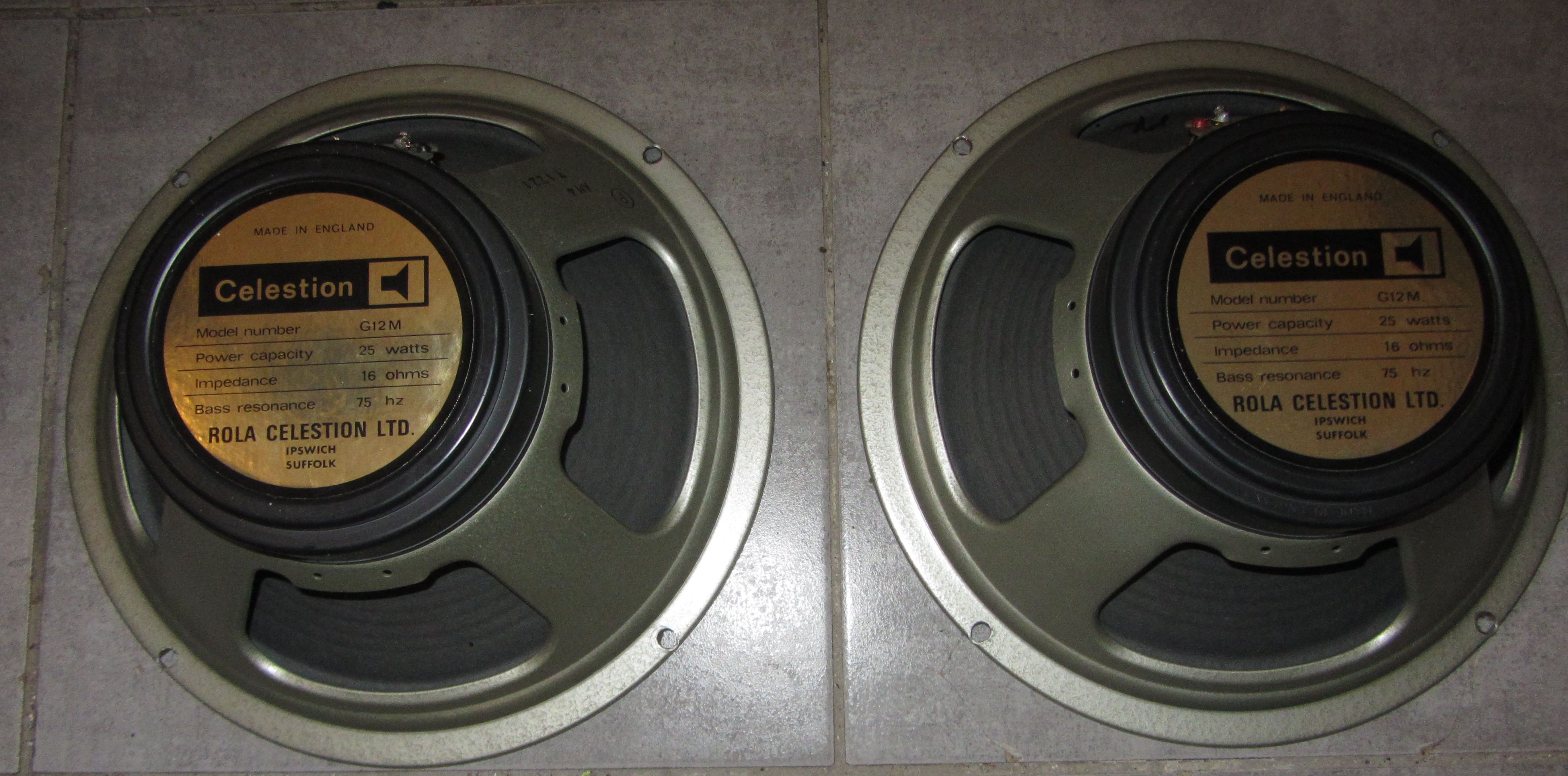 2X Celestion G12M Blackback 1979 TBE Greenback