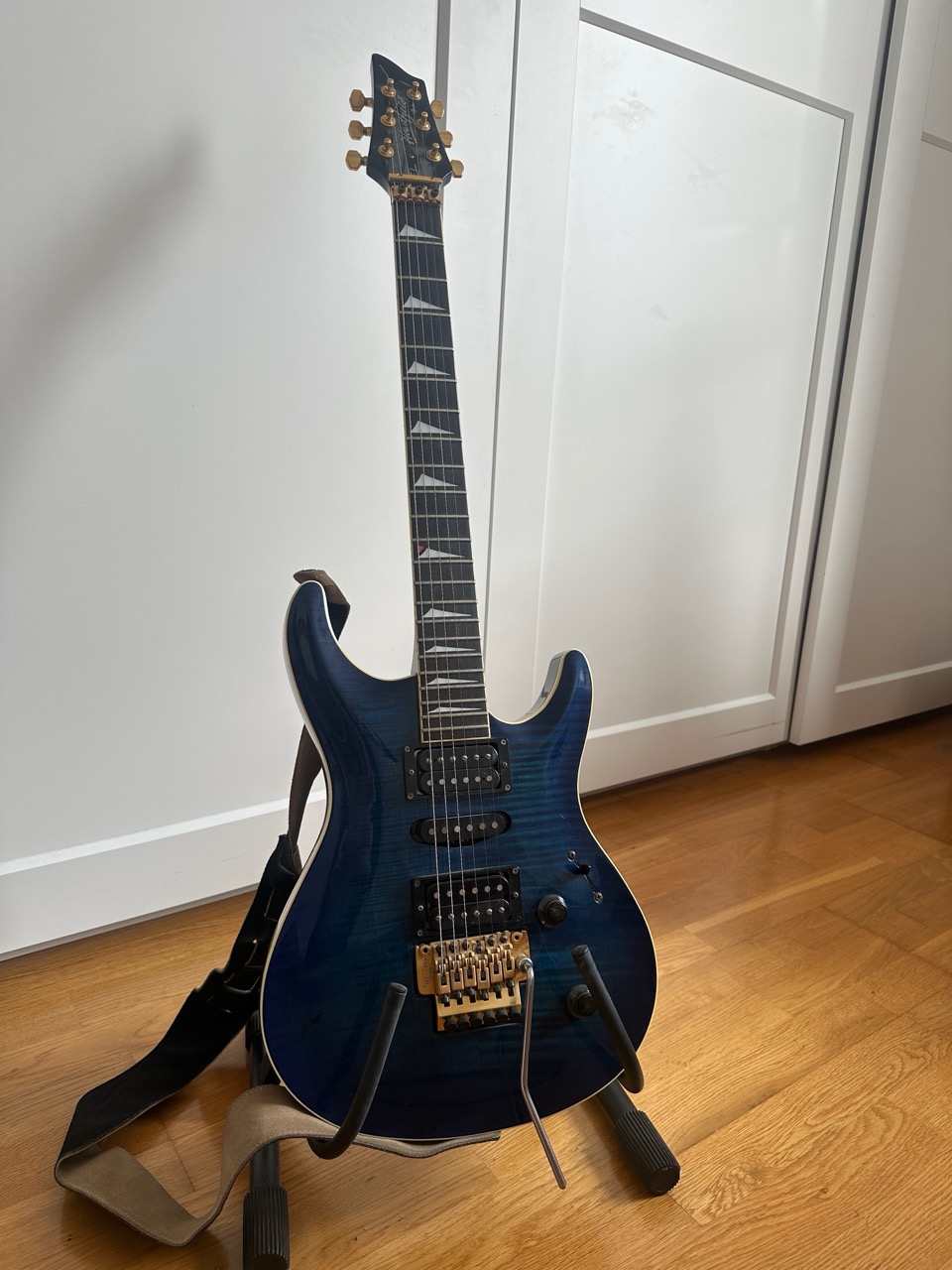 Fender Heartfield Elan III 1991 · Sapphire Blue · Fujigen Japan · Floyd Rose Pro