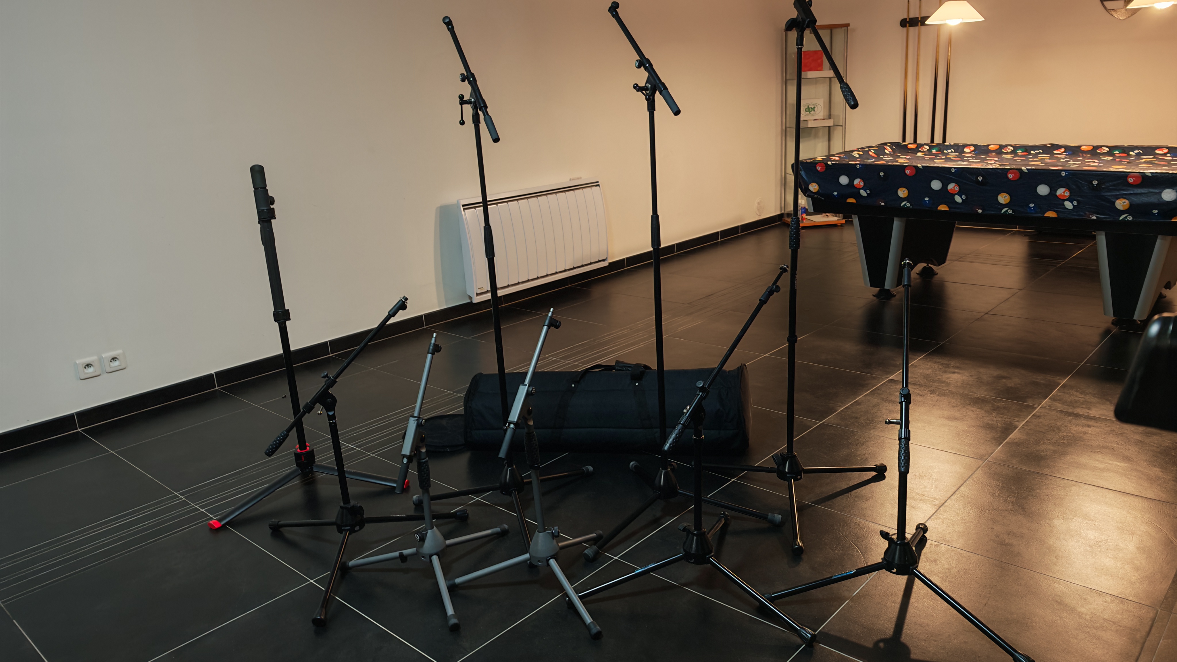 Pieds de micro et sac de transport 