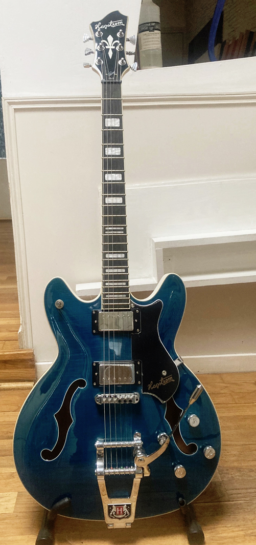 Vends Hagstrom Tremar Viking DLX Flamed Cloudy Seas