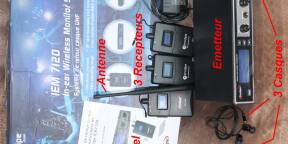 Retour de scène intra-auriculaire « Prodipe IEM 7120 avec 3 récepteurs,3 casques et transfo