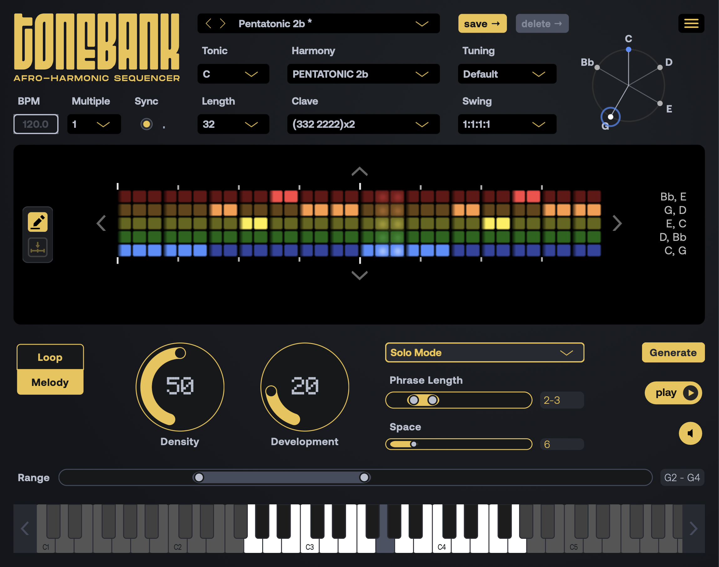 Tonebank yellow pentatonic
