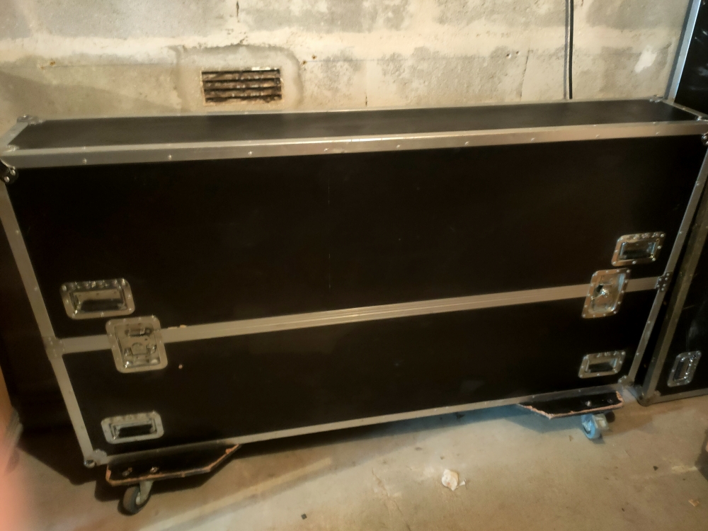 vends 2 flycases sur roulettes pour ecrans plats + 2 moniteurs samsung 65 pouces