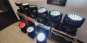 Pack 9 Lyres Wash Zoom 36x10W + 4 Flights + Gros lot de pièces