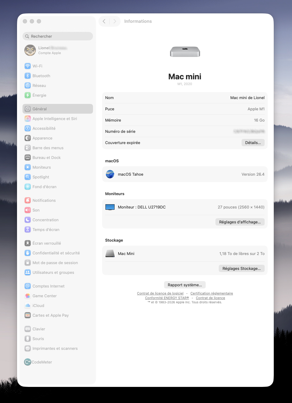 Mac Mini M1 16 Go / 2 To