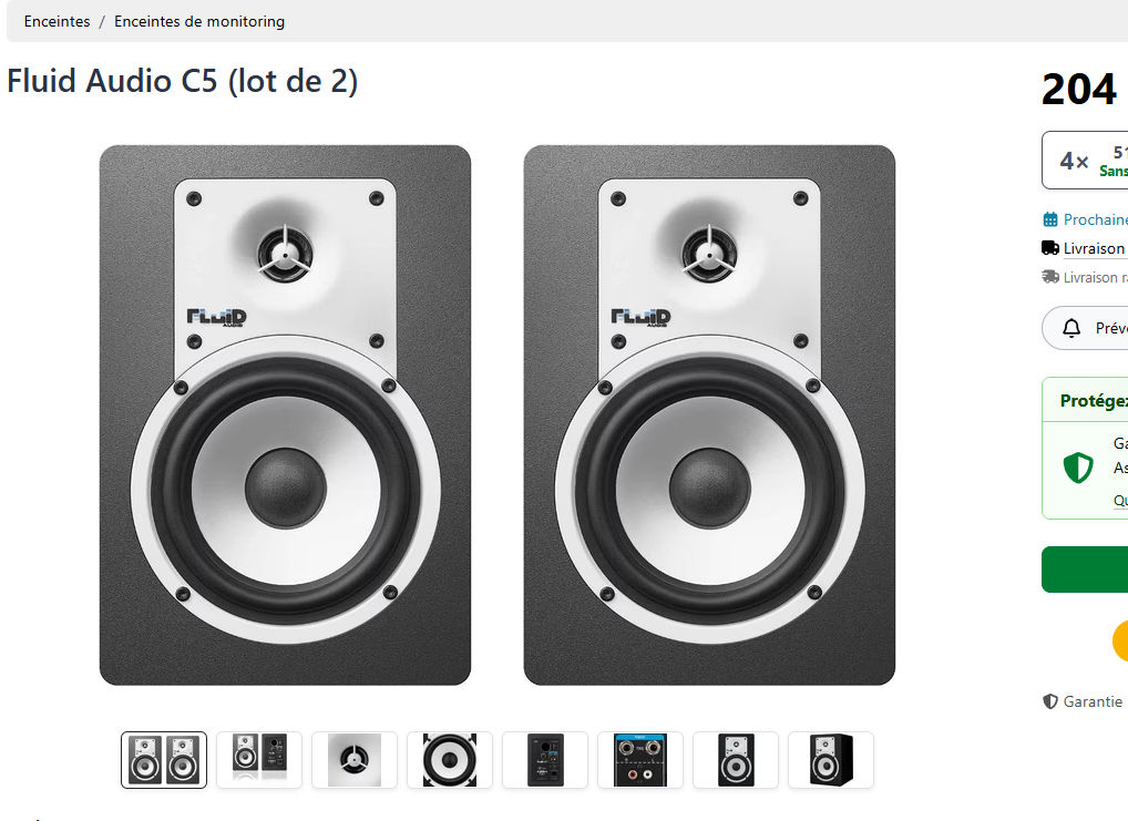 Vends enceintes de monitoring Fluid audio
