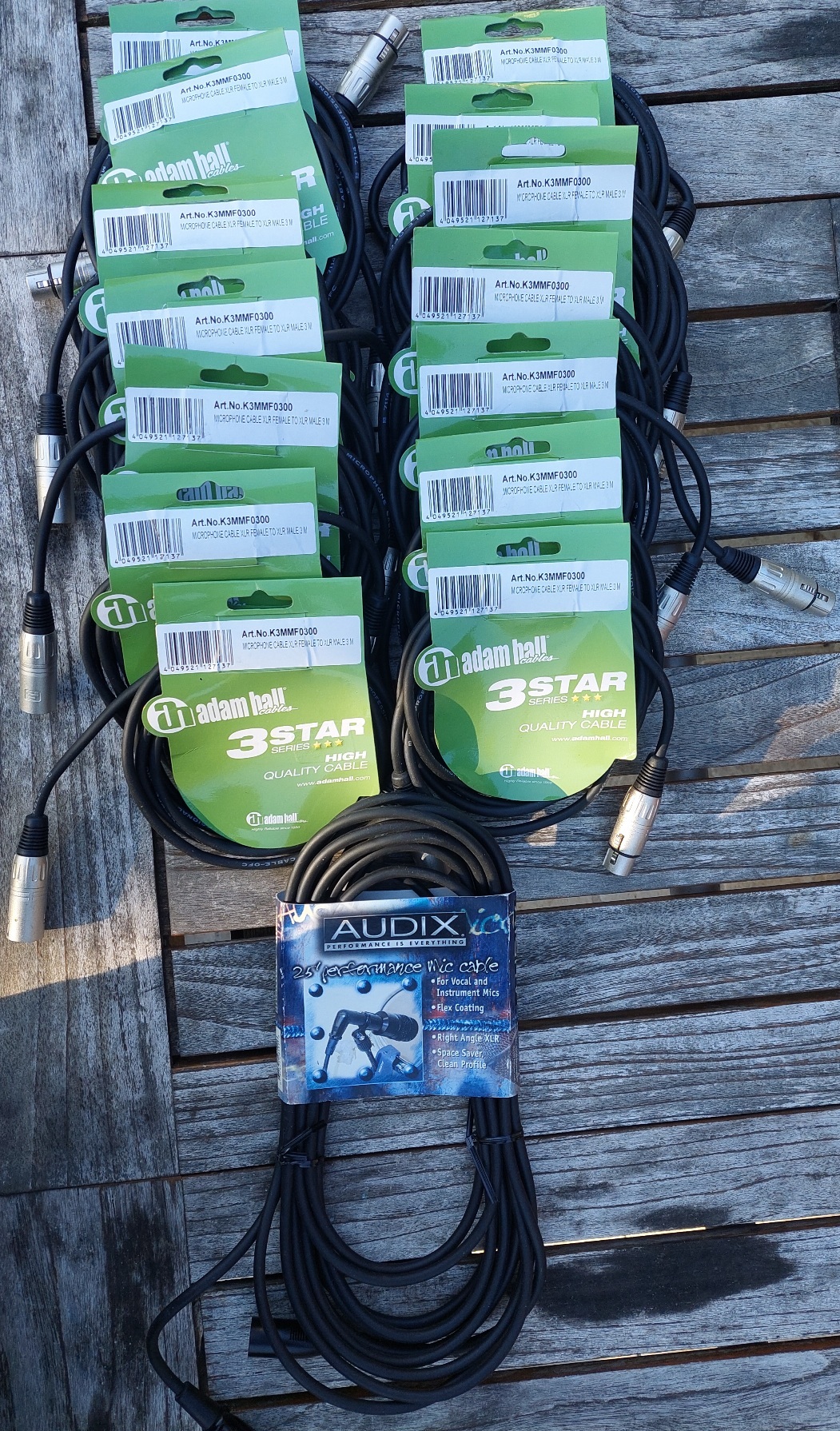 lot câbles micro xlr 3m adam hall + audix neufs studio sono