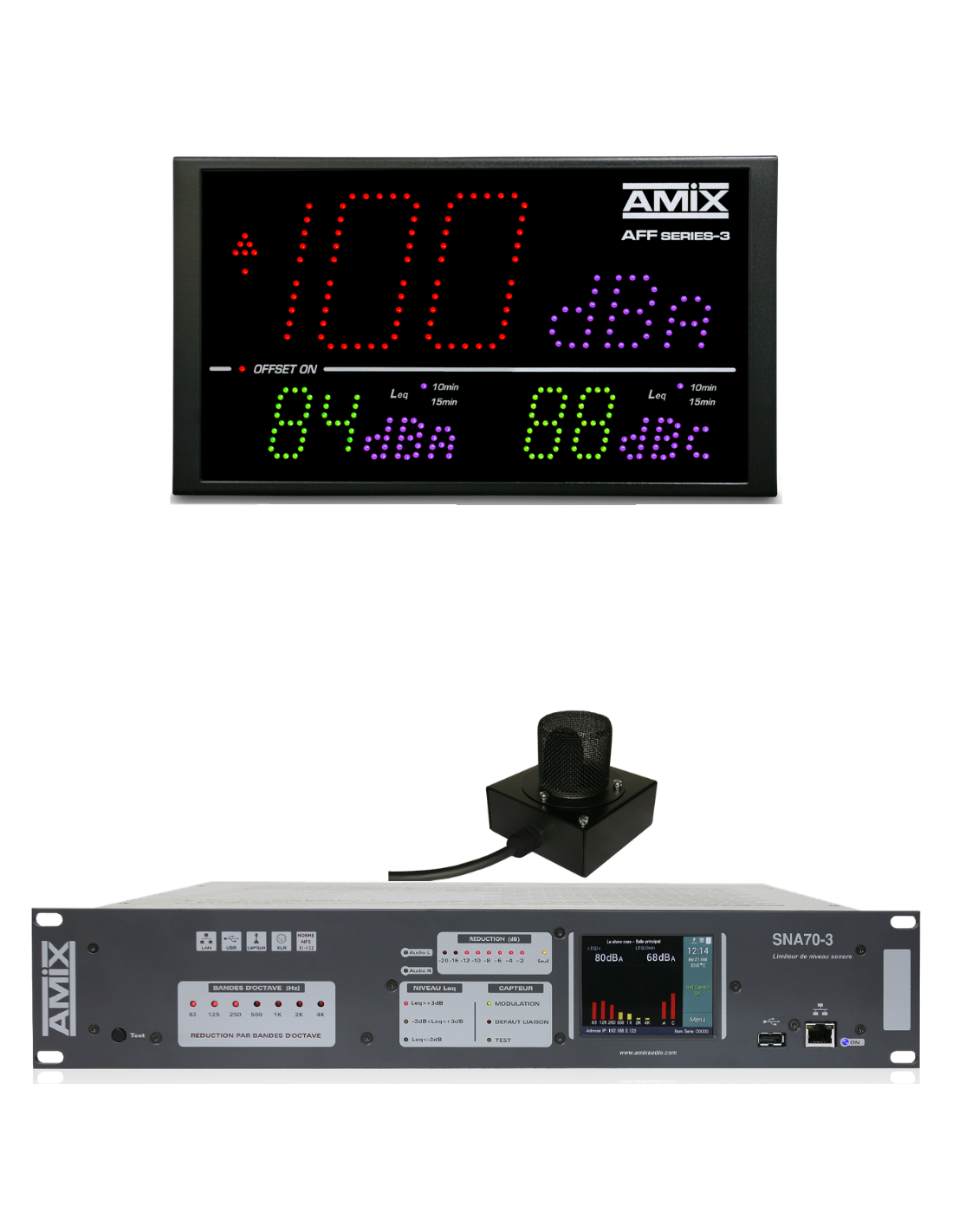 Vends Pack Limiteur AMIX SNA 70-3  + Afficheur AFF 25 +  micro de mesure CAP 65 