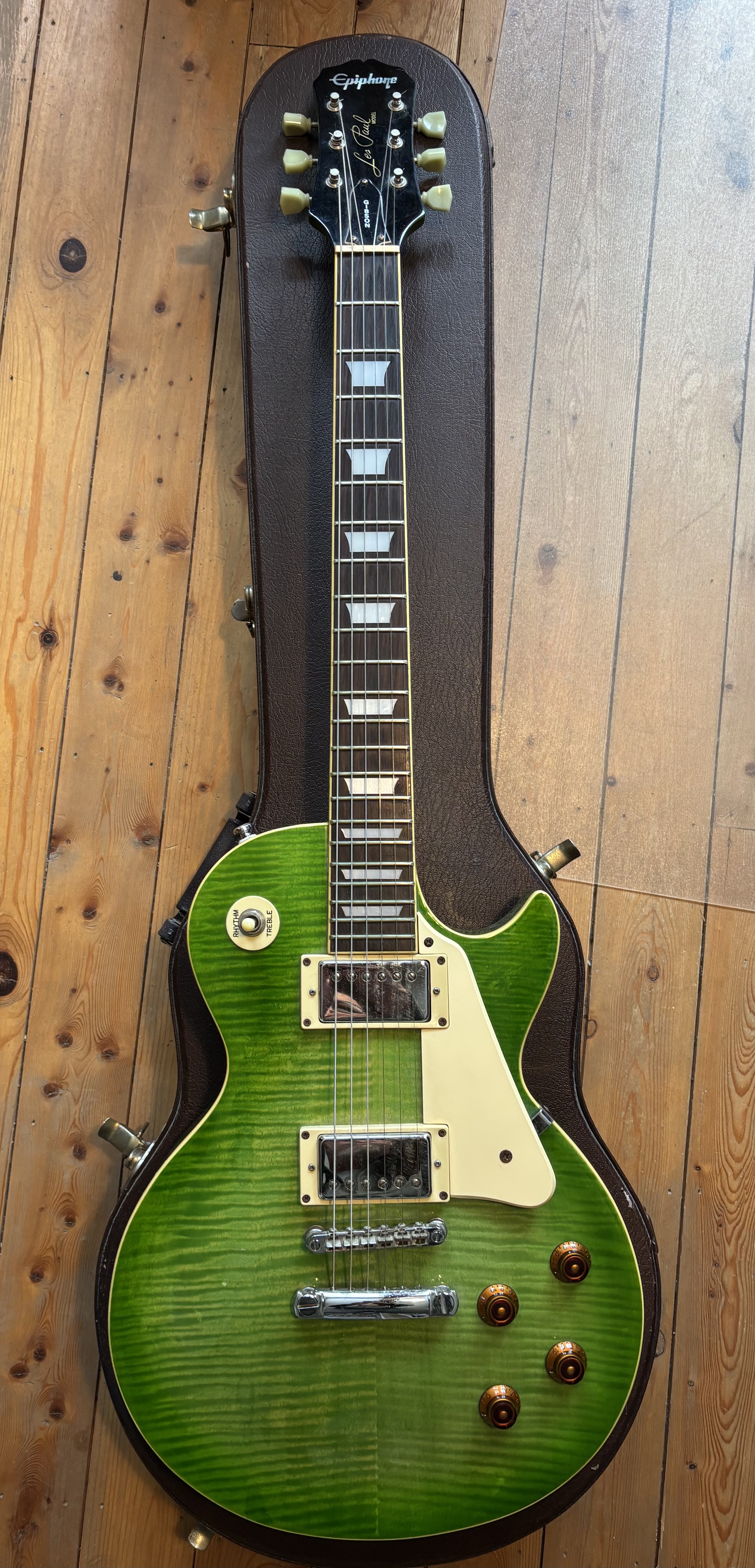 Epiphone Les Paul MIJ Japan Fujigen 1996 (Rare Green Flame) + Coffre