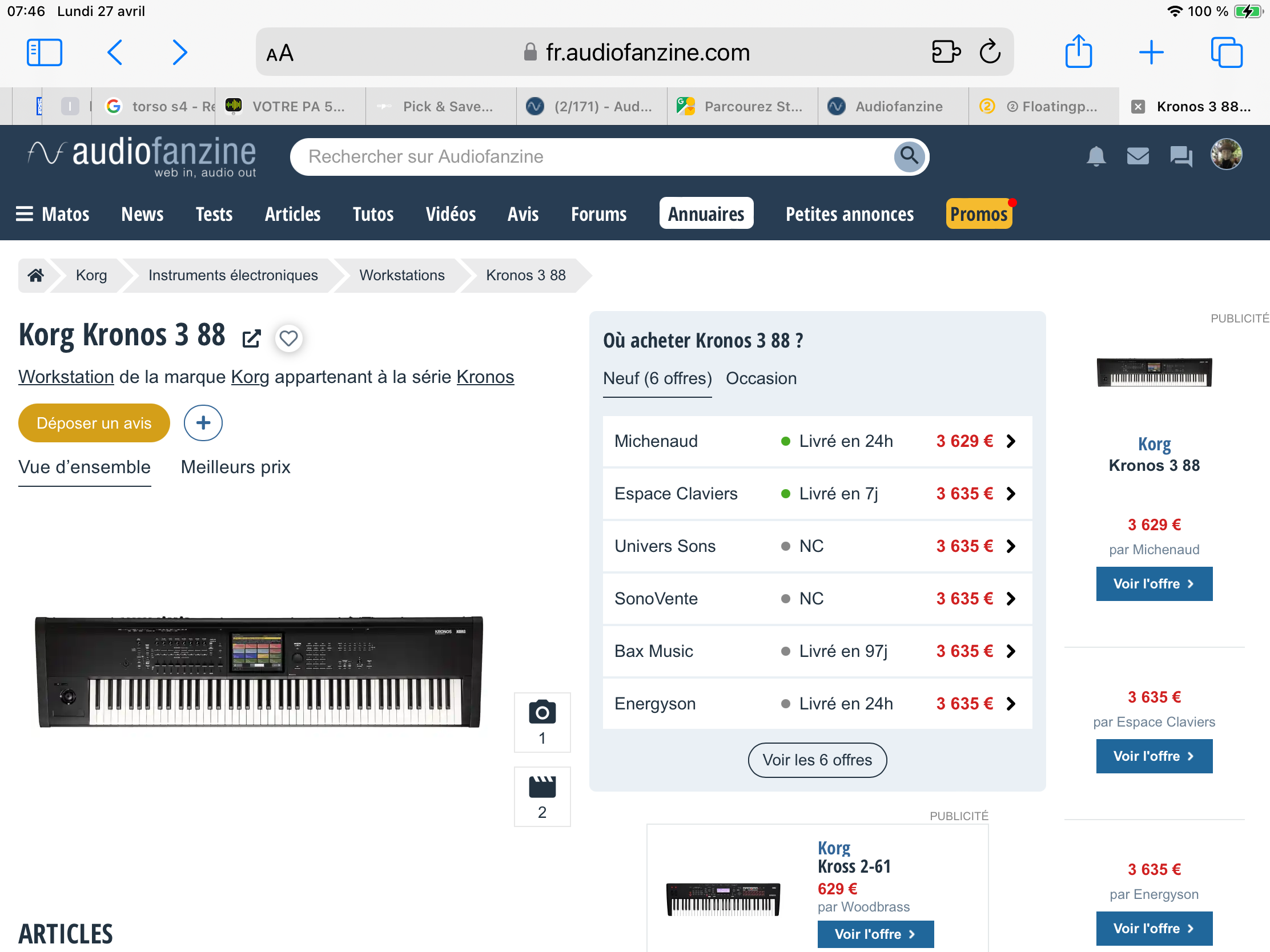 VOTRE KRONOS 3, MON FANTOM 6 EX + ÉNORME BIBLIOTHÈQUE CHARGÉE