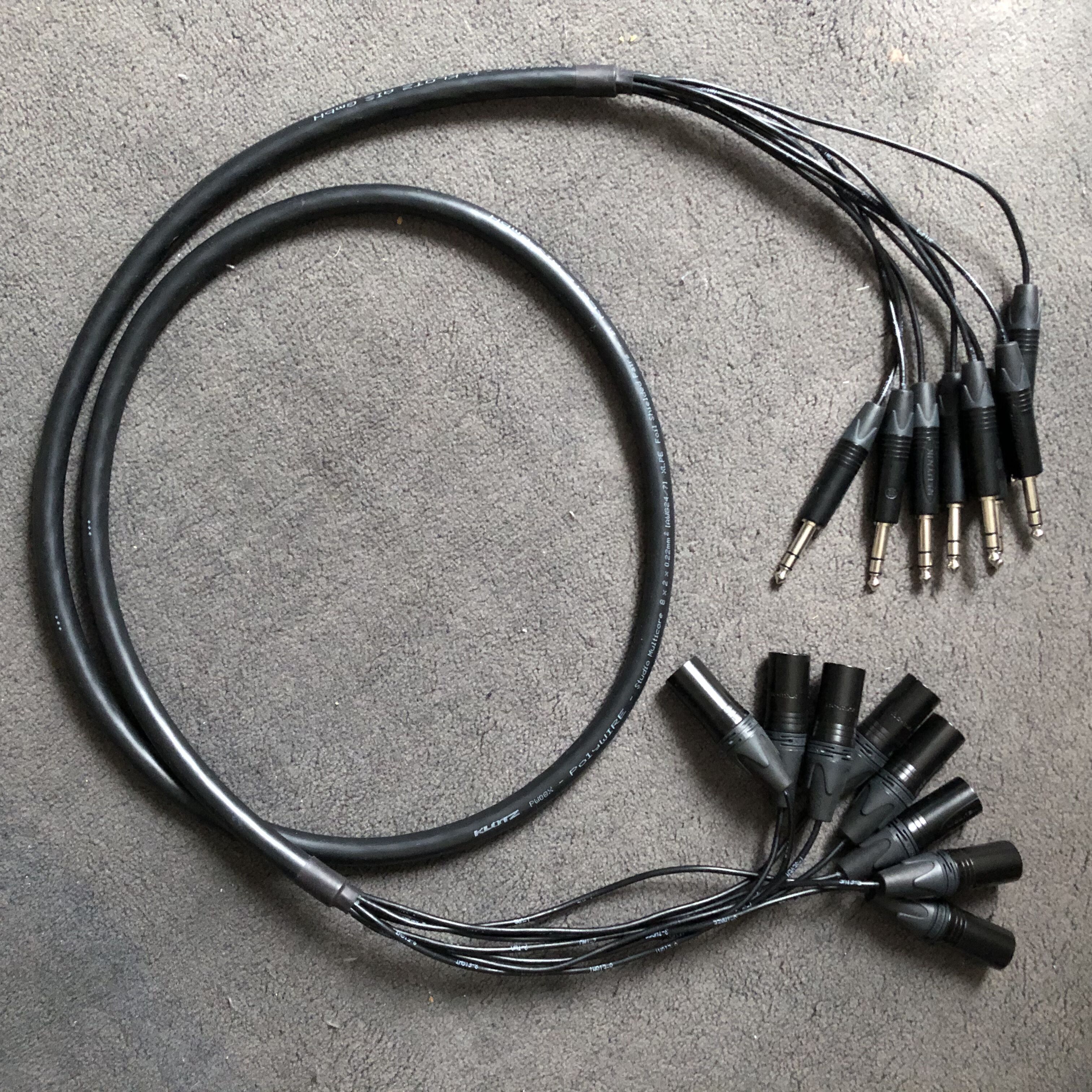 Klotz & Neutrik 2M Pro 8 Way Loom- Stereo Jack to Male XLR