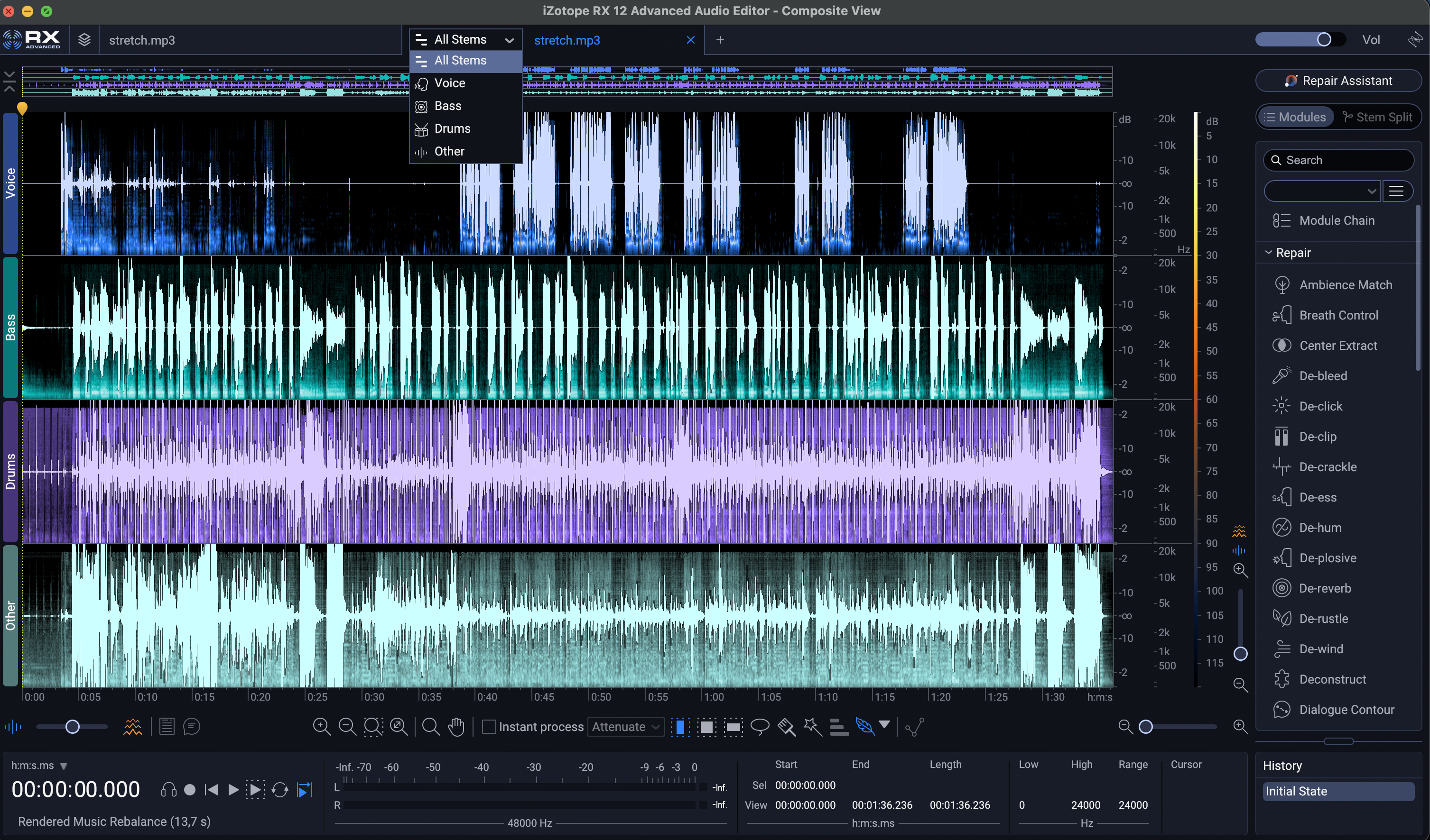 iZotope RX 12 Advanced : stemview