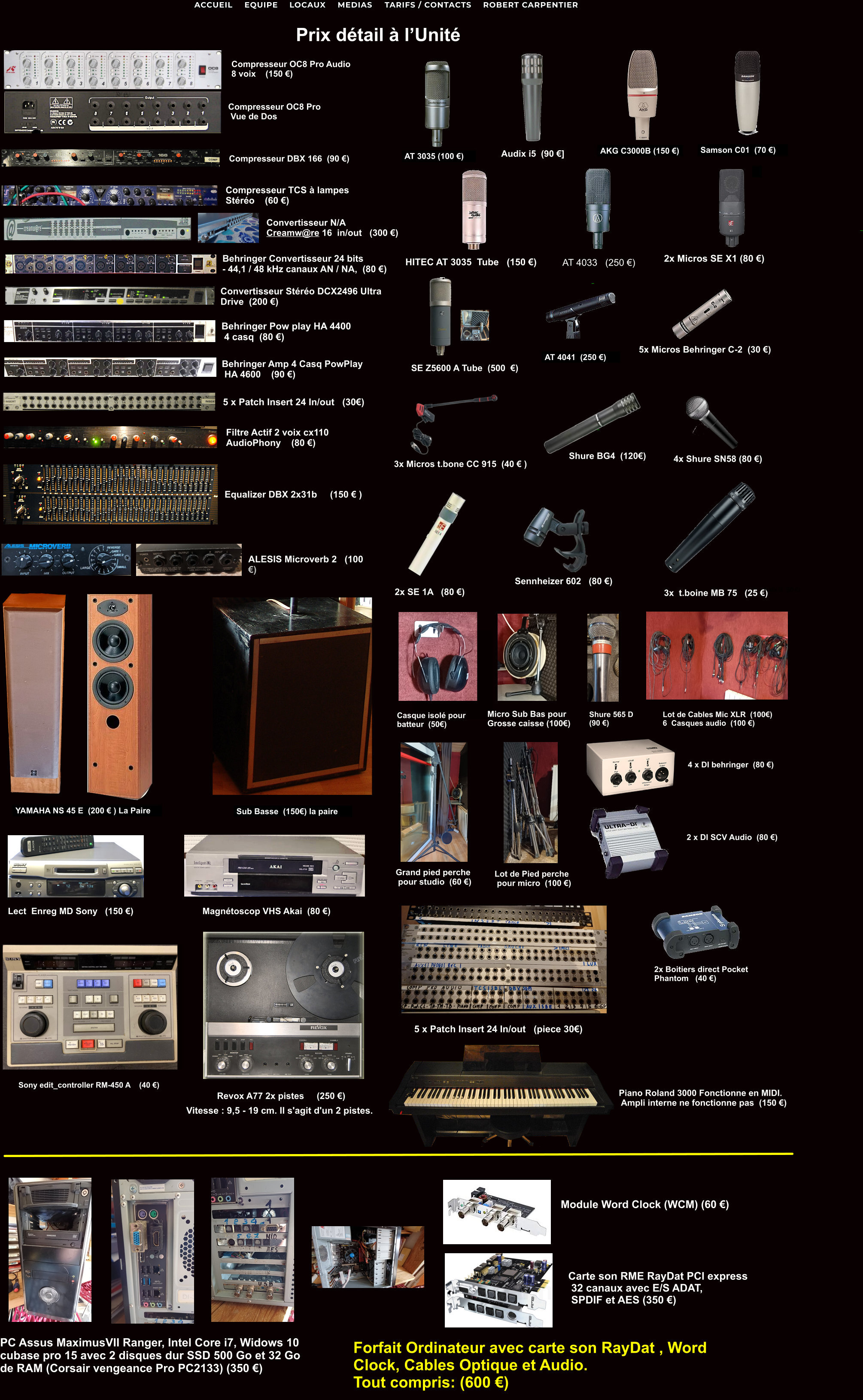 Vends Materiel Audio pour studio d'enregistrement