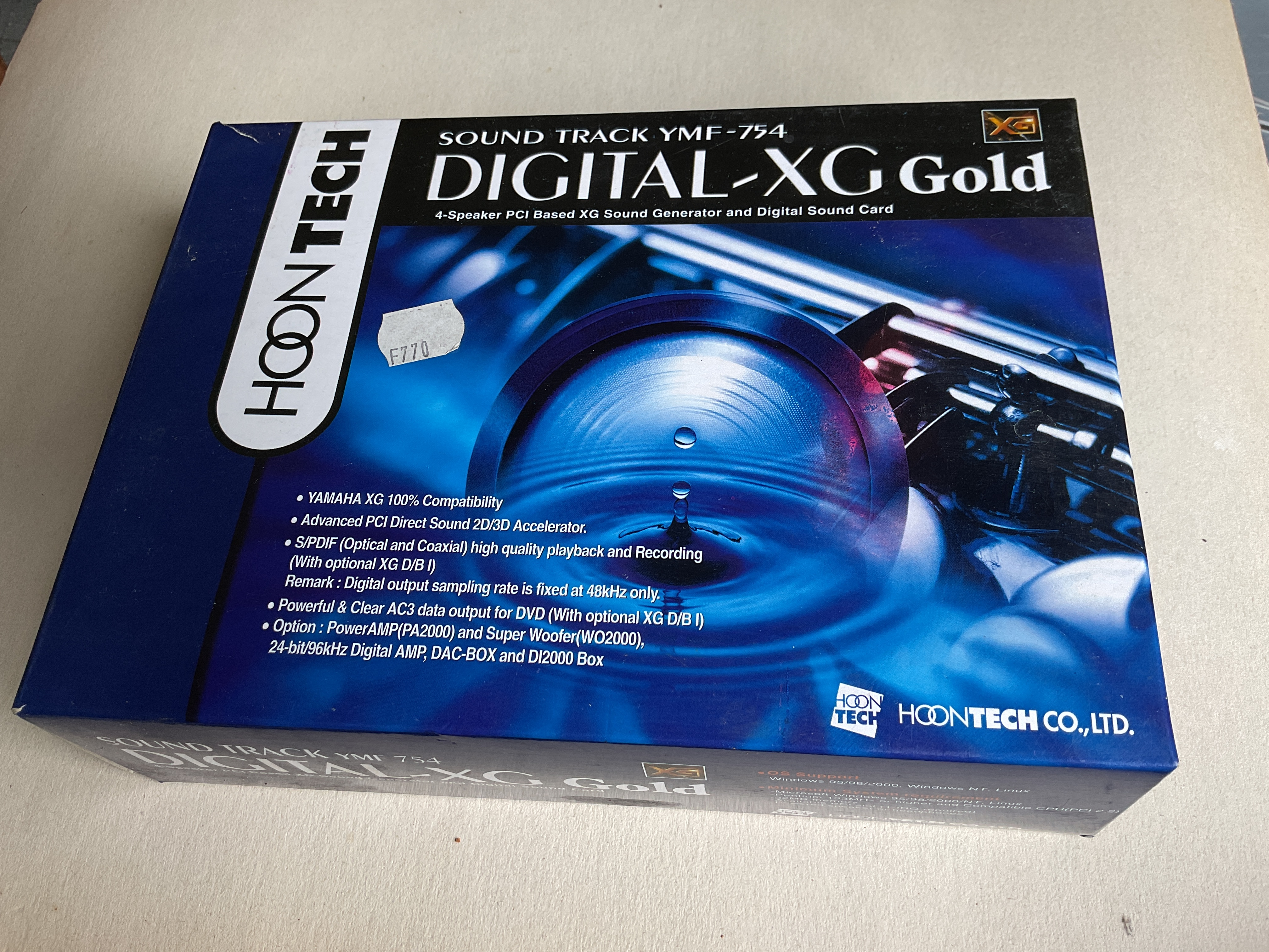 Carte son vintage HOONTECH SoundTrack YMF-754 DIGITAL-XG Gold complète en boîte