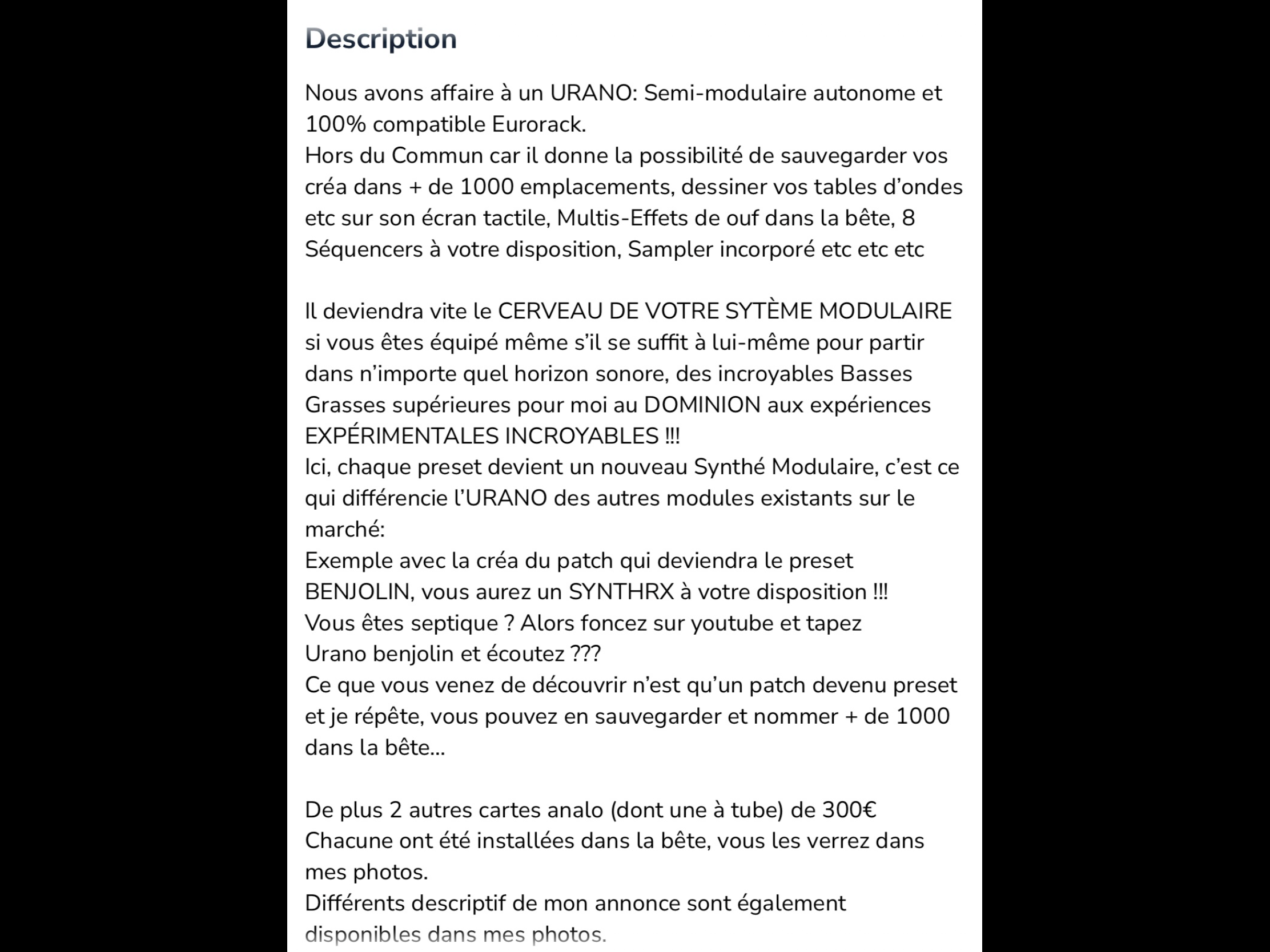 Echange mon OVNI contre votre ANALO KEY UNIQUEMENT (voir dans mes photos)
