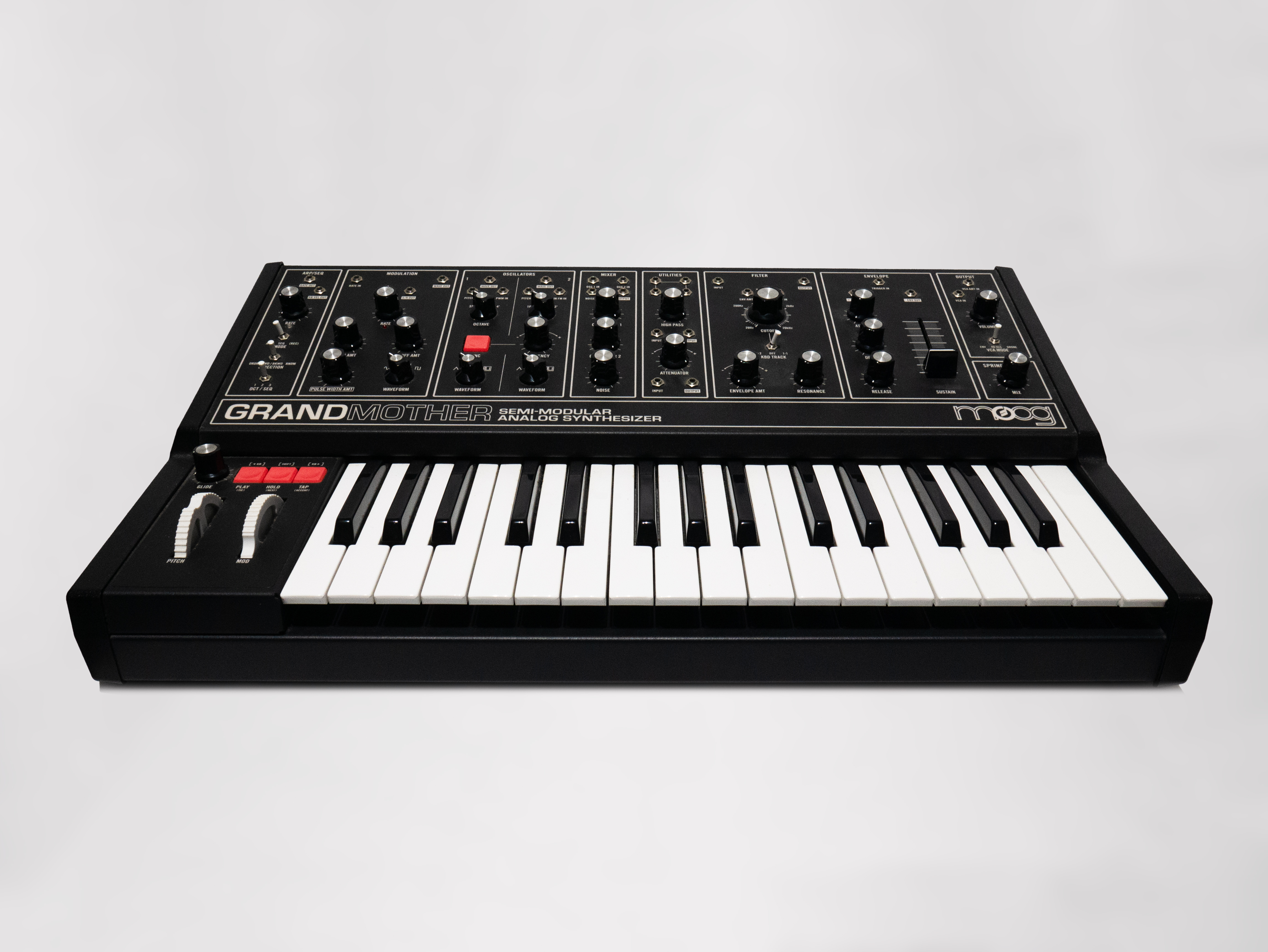 Synthétiseur Moog Grandmother Black Edition – état impeccable + câbles patch + câble Roland