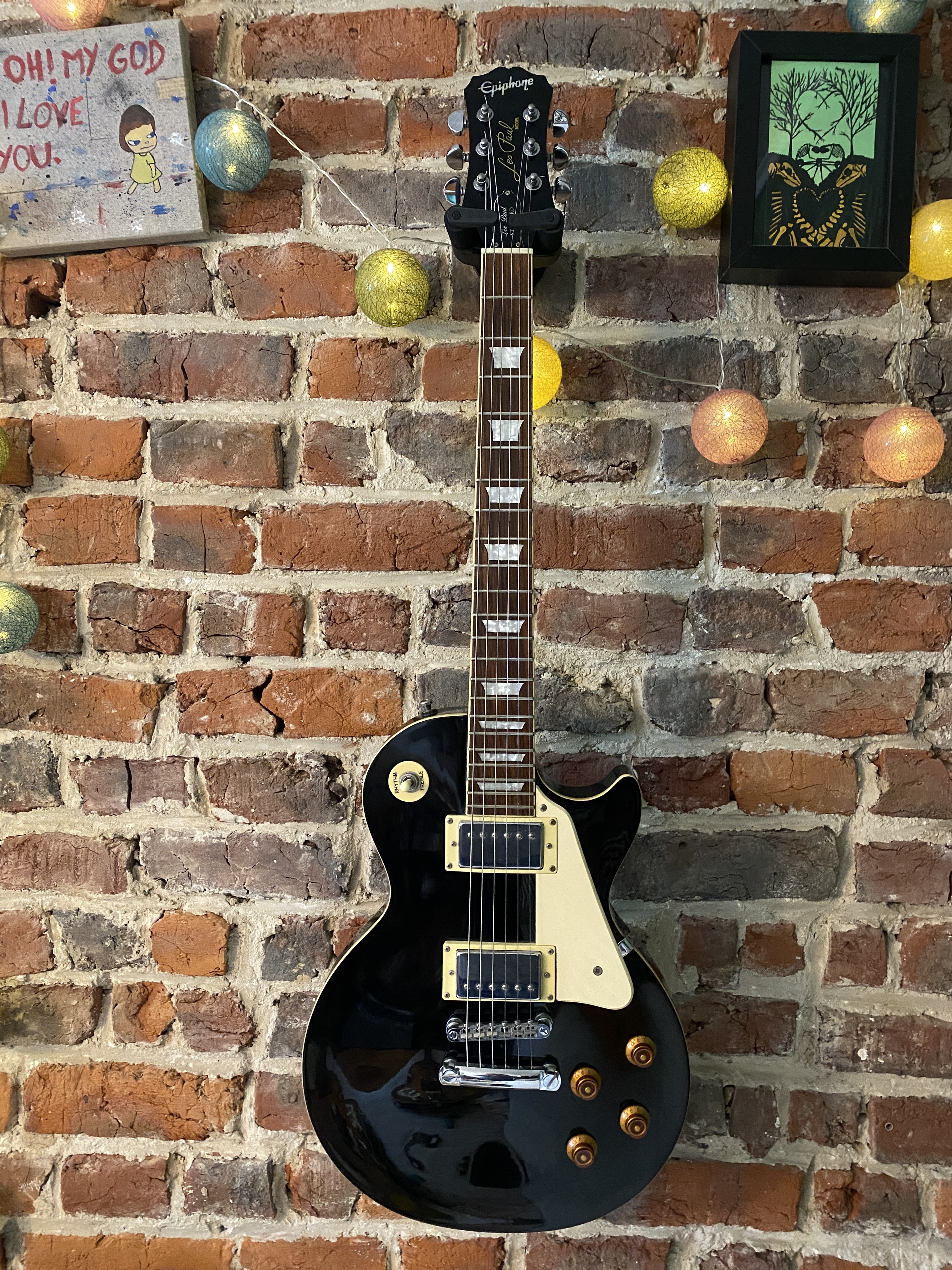 Epiphone Les Paul Ebony + Ampli Fender Musatng 1