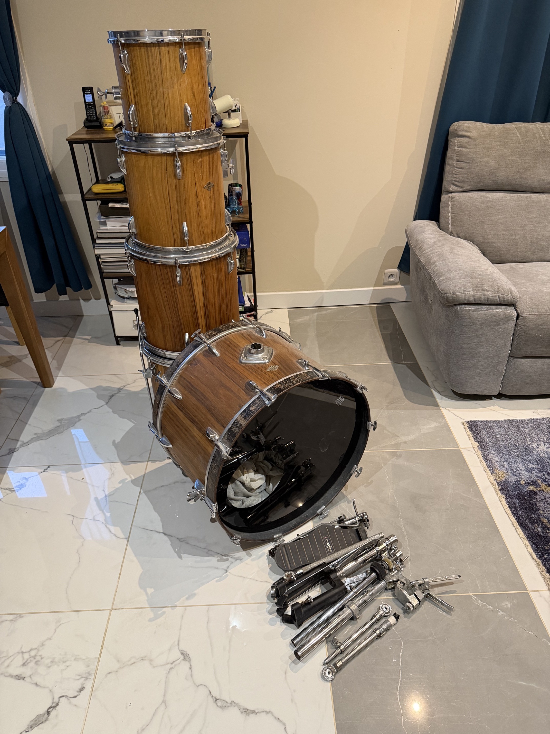 Vends Batterie Asba 5 fûts palissandre
