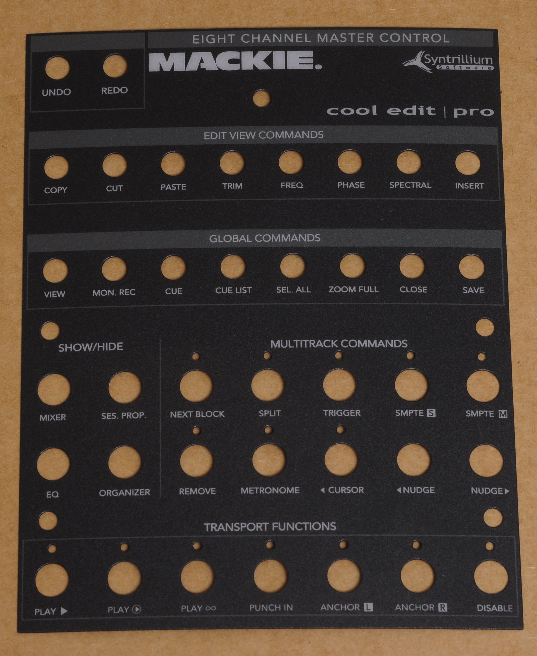 Overlay autocollant COOL EDIT pro / ADOBE AUDITION pour Mackie control universal MK1