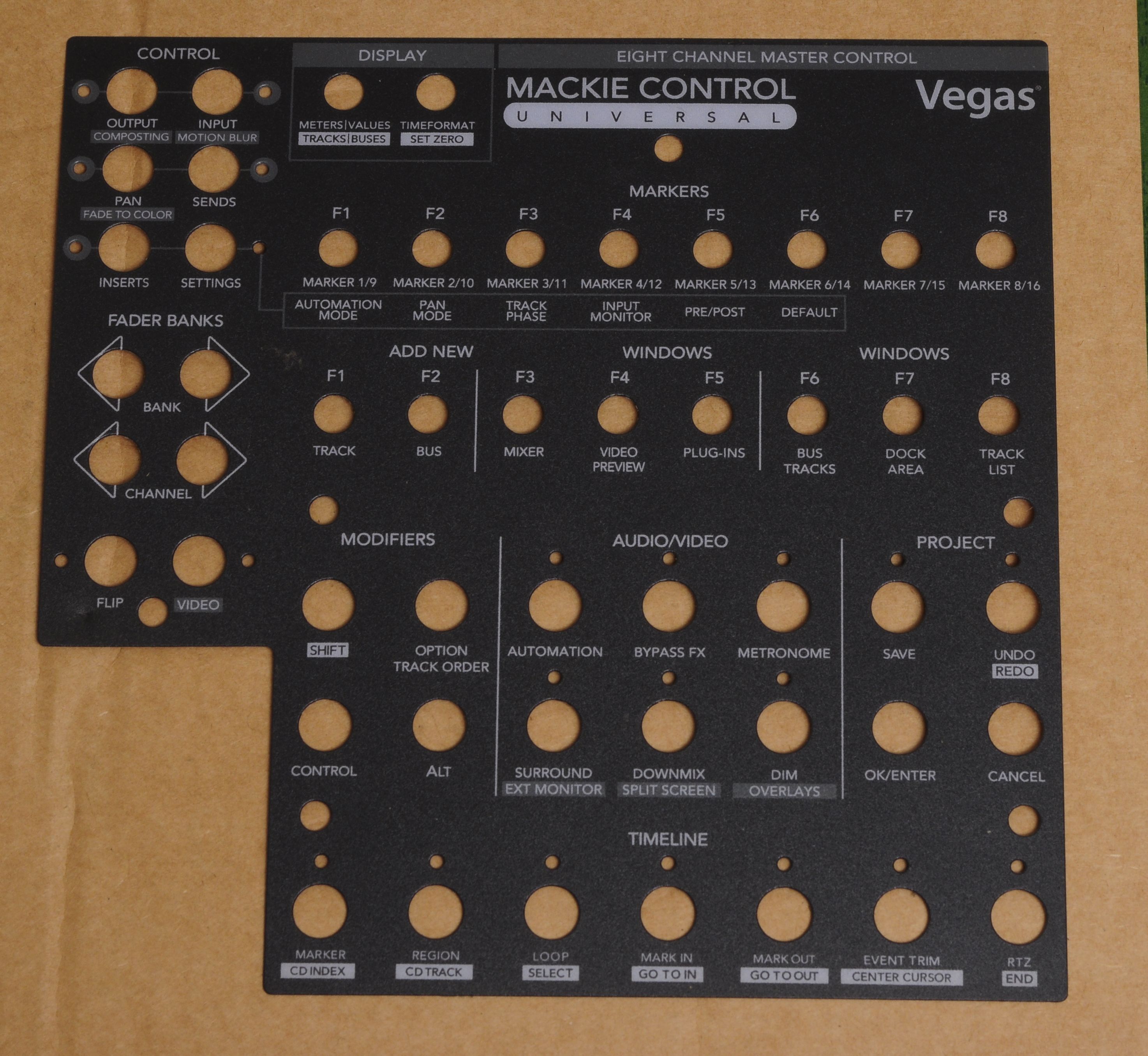 Overlay autocollant VEGAS pro pour Mackie control universal MK1