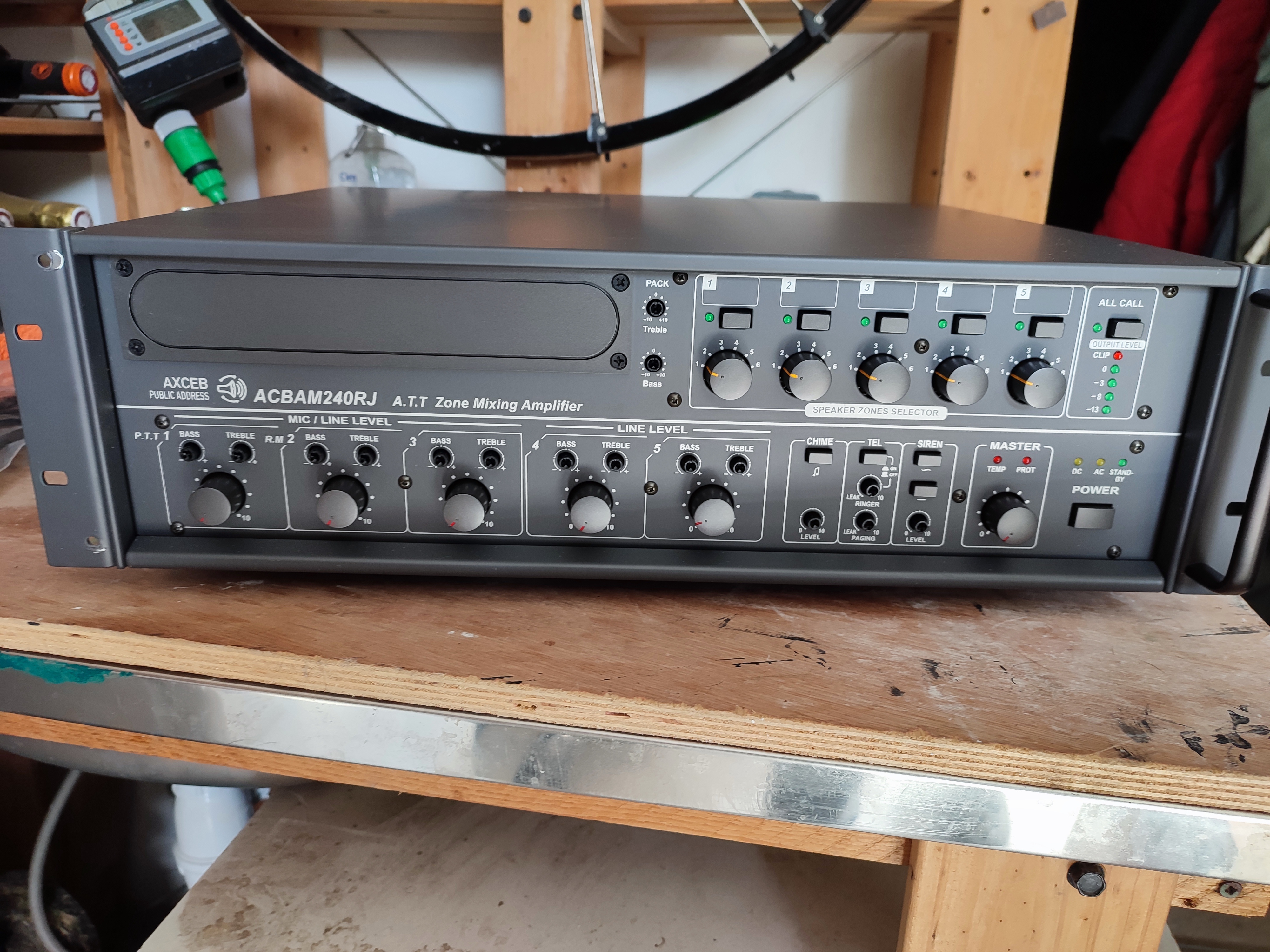 Amplificateur mixeur 5 zones, ligne 100V, Public Address, CAE Groupe, Sonorisation fixe, Rackable 19" 3U