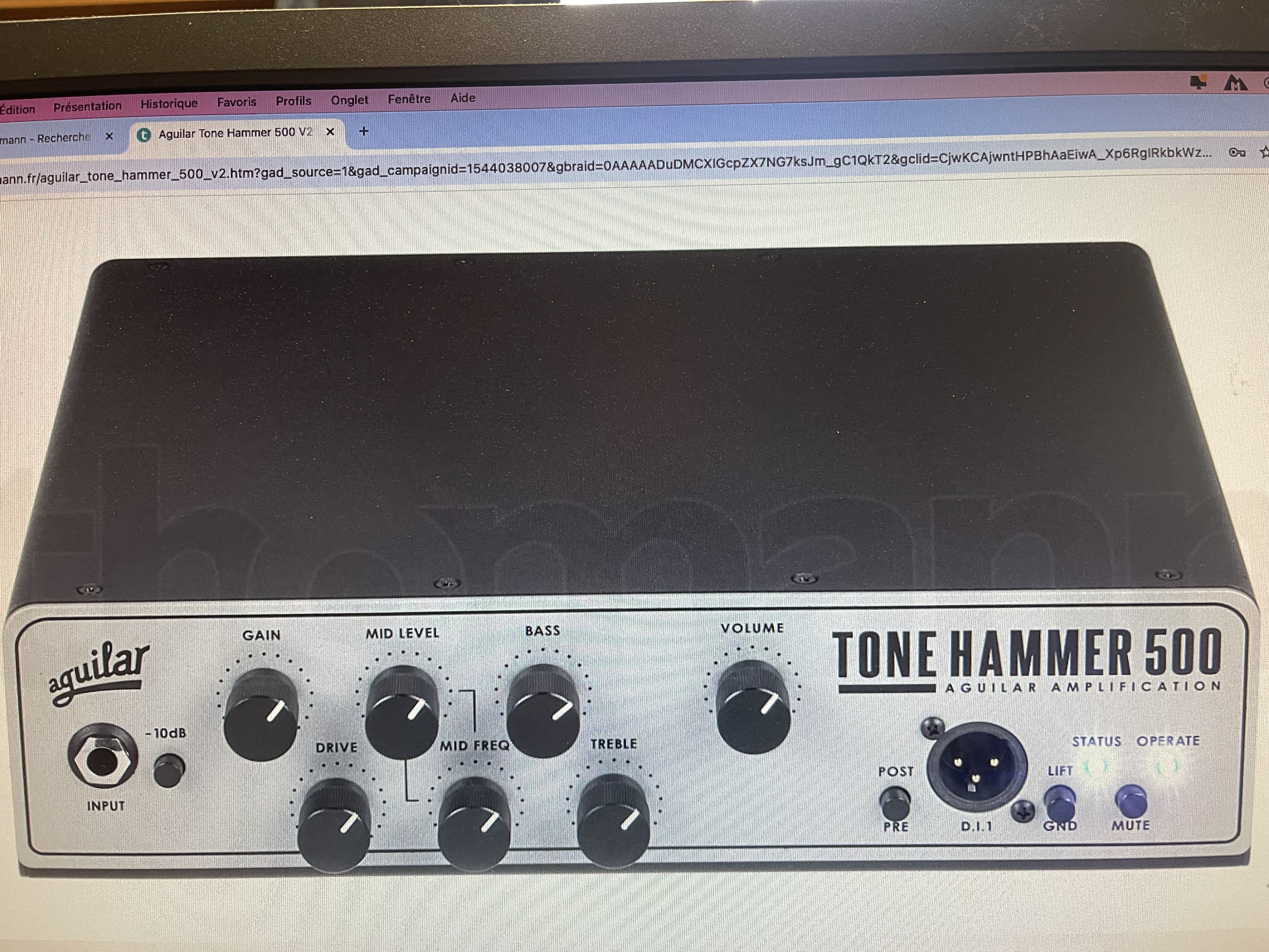 vends ampli basse aguilar tone hammer 500 watts 