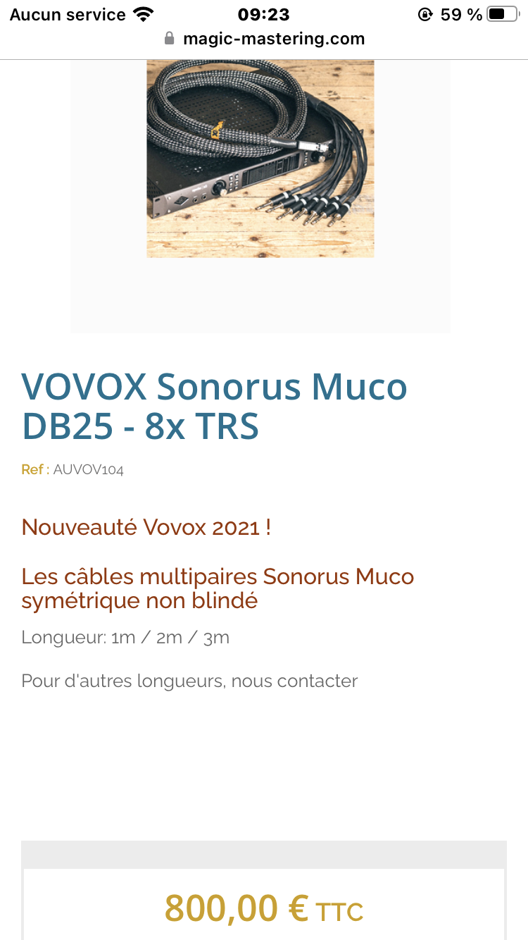 Vovox sonorus muco multipaire 8 xlrm-db25 (13659)