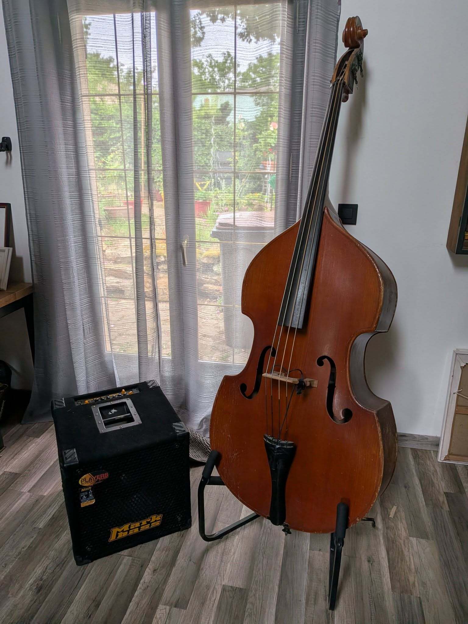 vente contrebasse avec stand et ampli Mark bass