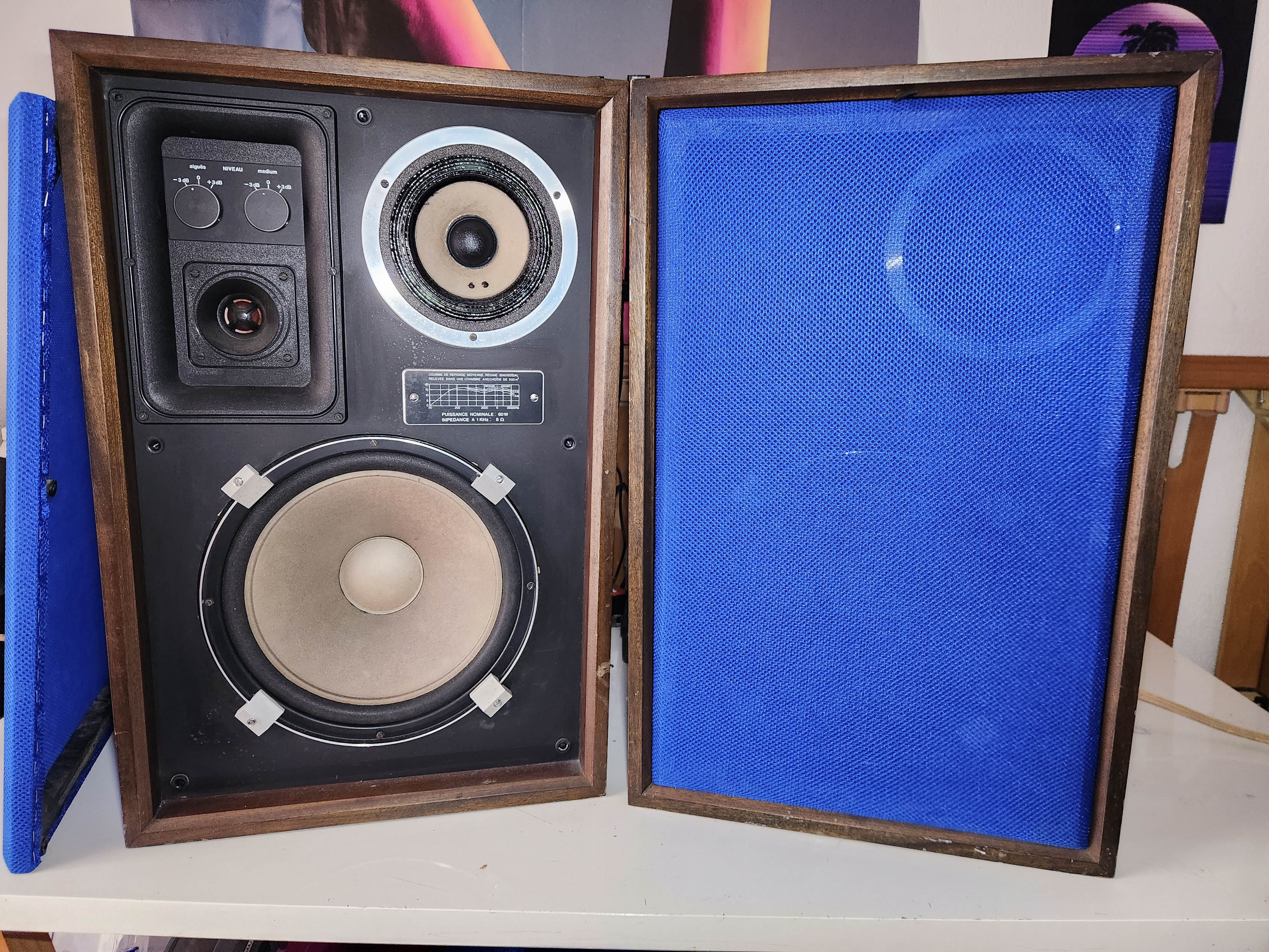 Enceintes Vintage Continental Edison Exclusif 8 Ohms – Équivalent Tonsil / Thomson – Rénovées & Look JBL Bleu