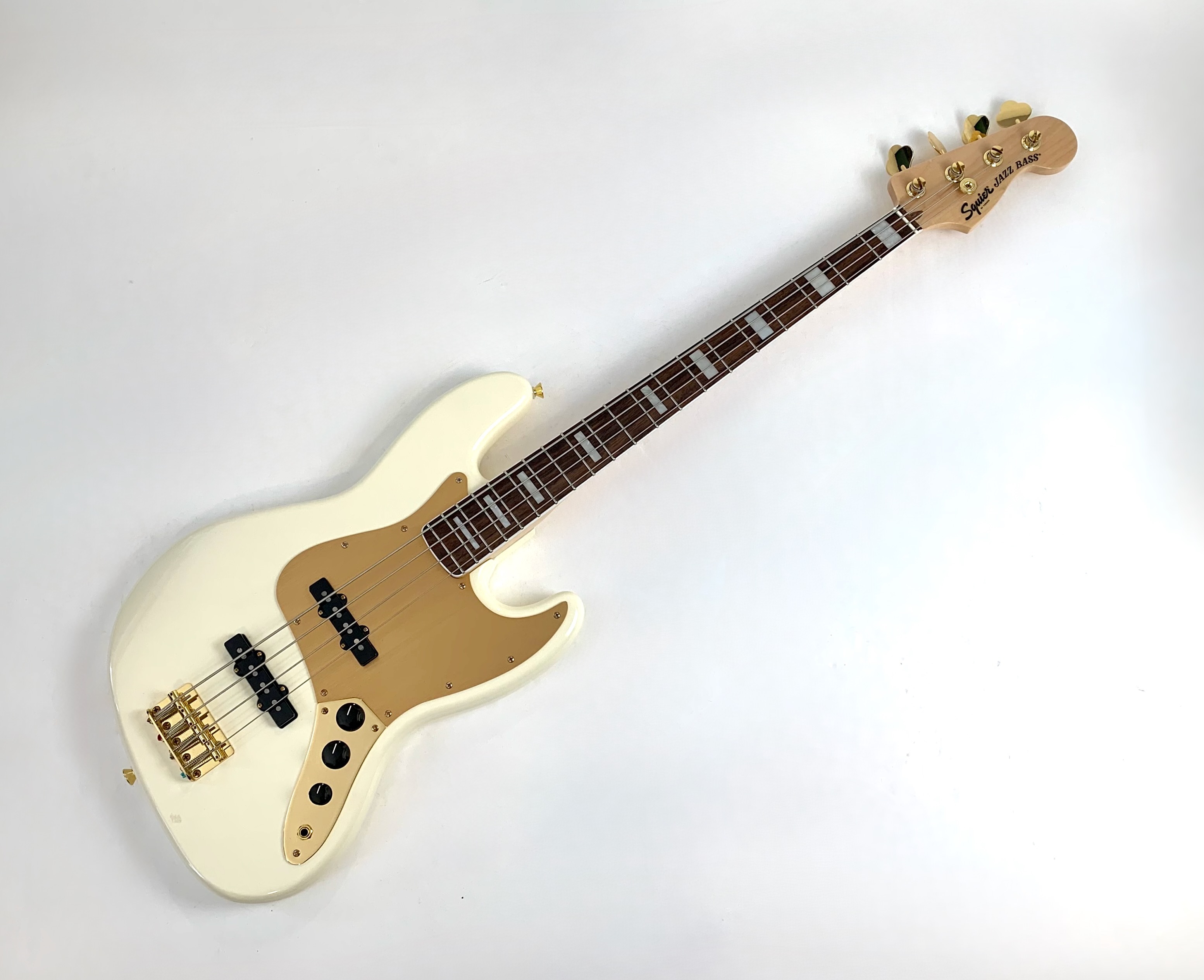 Squier Jazz Bass 40th Anniversary Gold Edition 2022 Olympic White