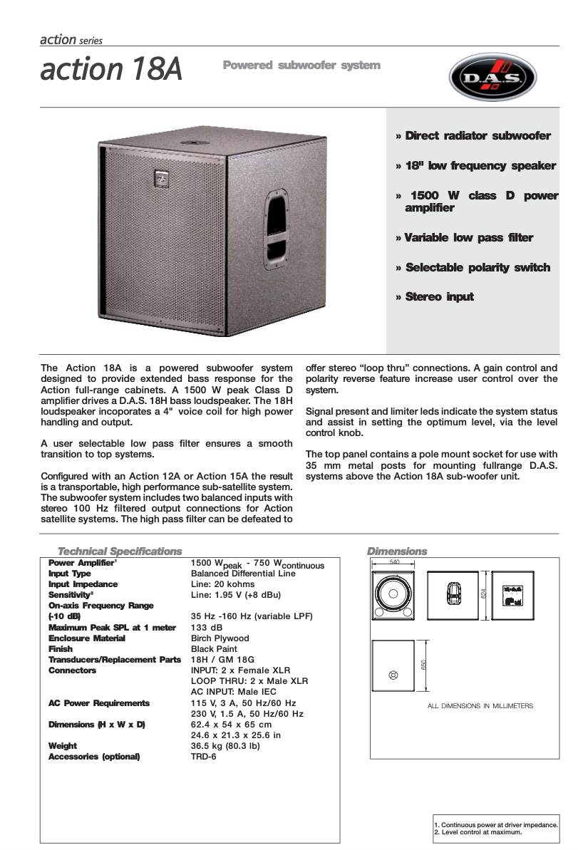 DAS AUDIO ACTION 18A