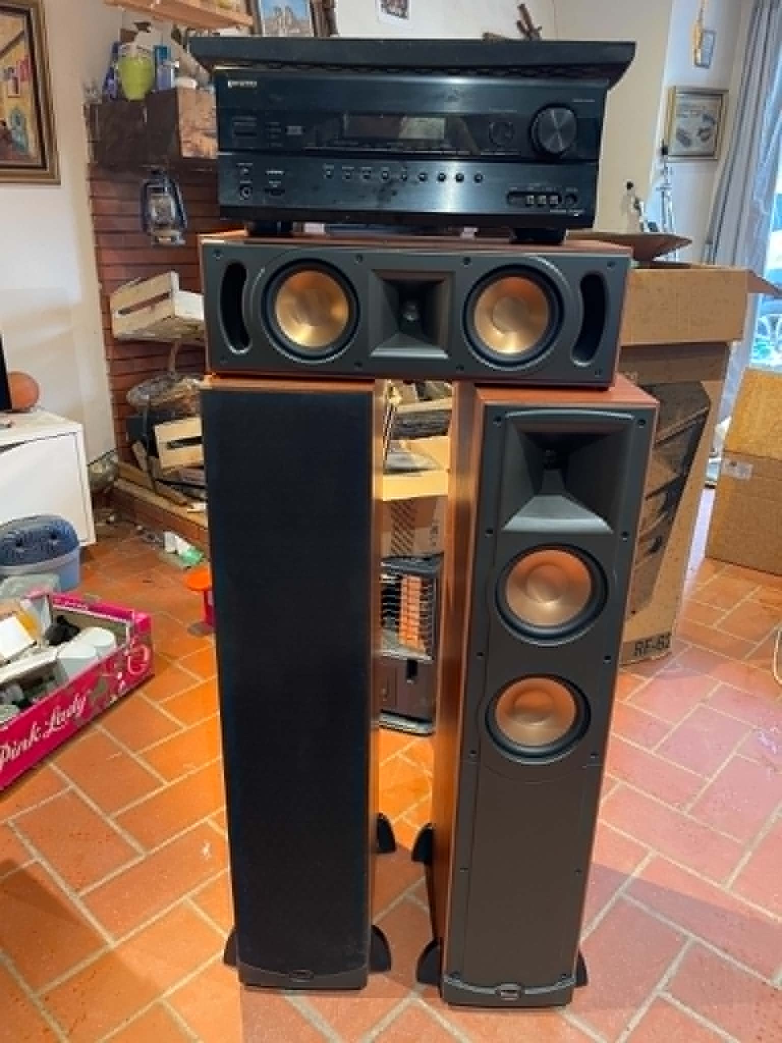 Ensemble Home Cinéma Klipsch RF-62 Cherry + RC-52 + Ampli Onkyo TX-SR608 – Excellent état