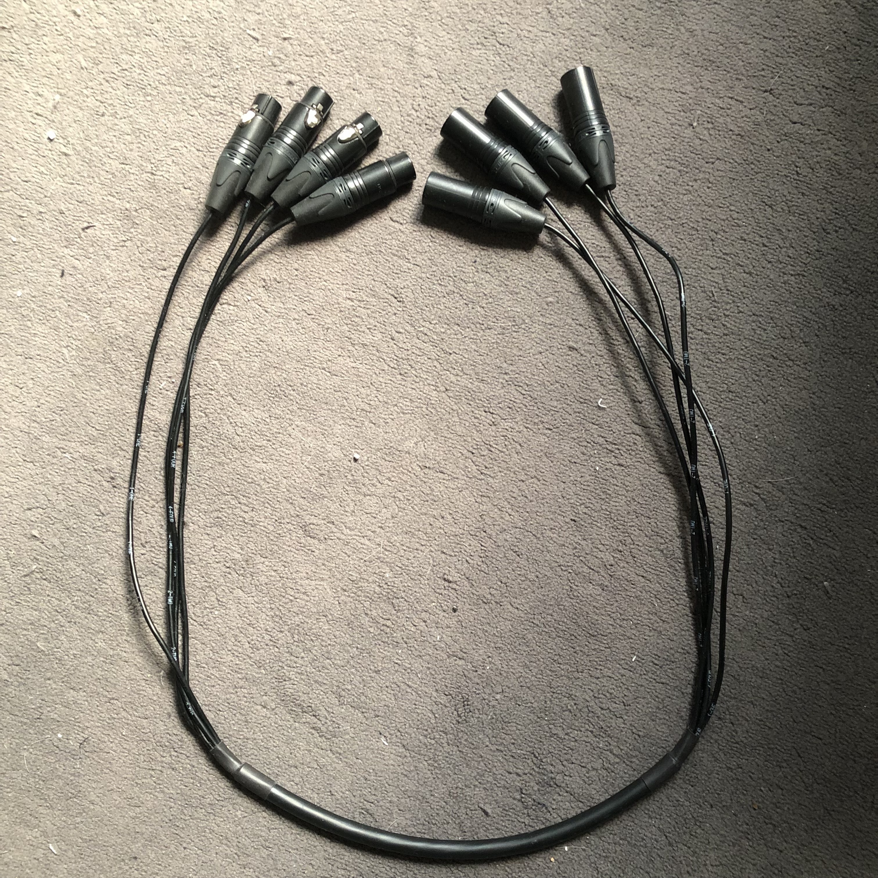 Klotz & Neutrik Multipaire 4 Way Male to Female XLR 1m Loom