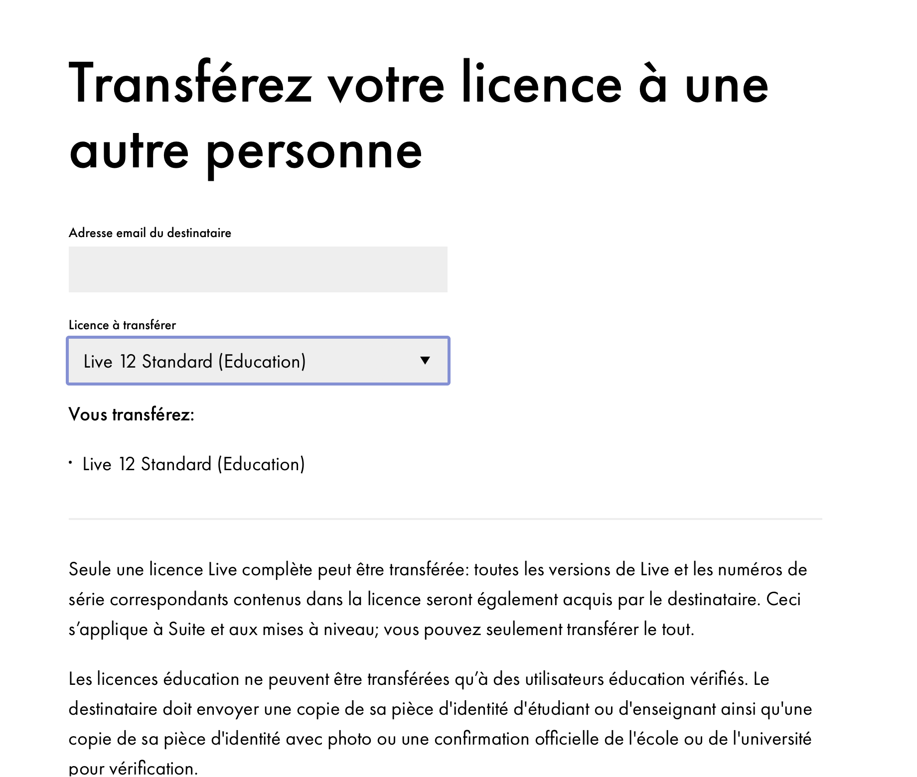 Vends licence Ableton Live 12 Standard Education