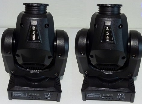 Pack de 2 lyres Multicolore 7 Gobo 50W + Fly Case