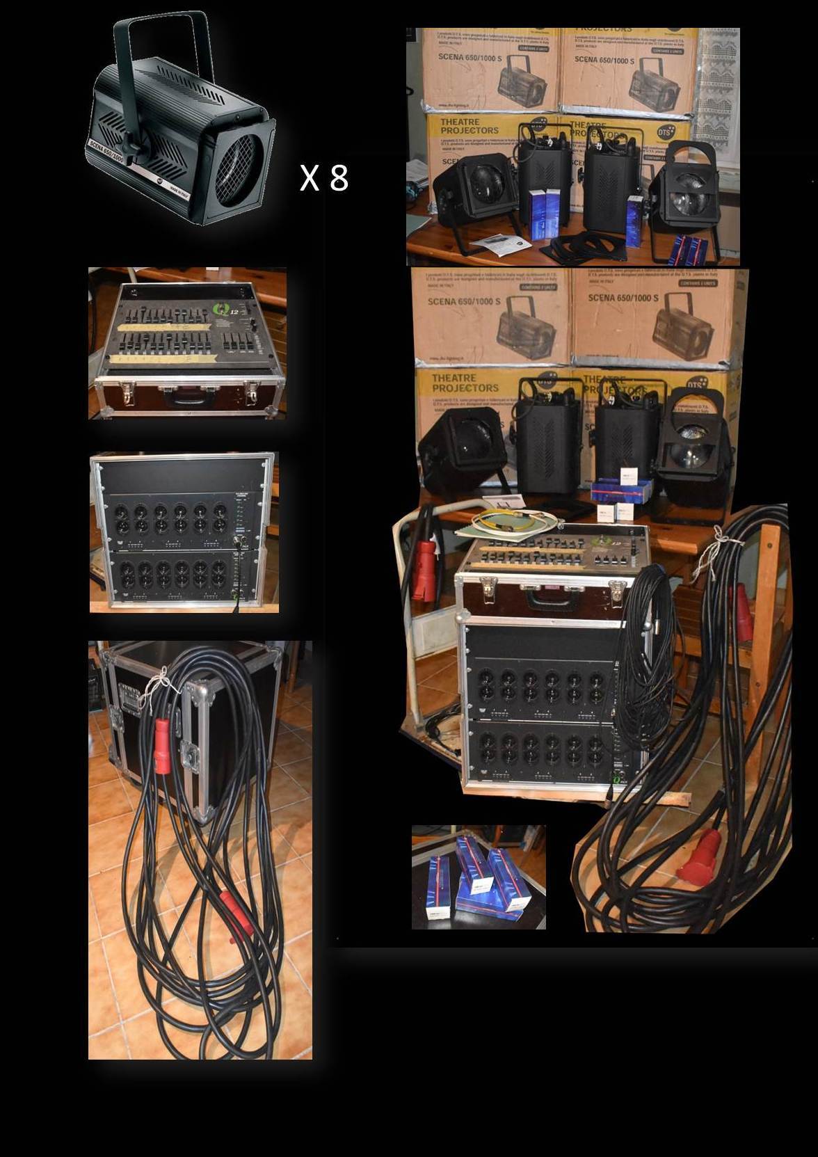 Vends lot 8 X projecteurs avec blocs de puissance