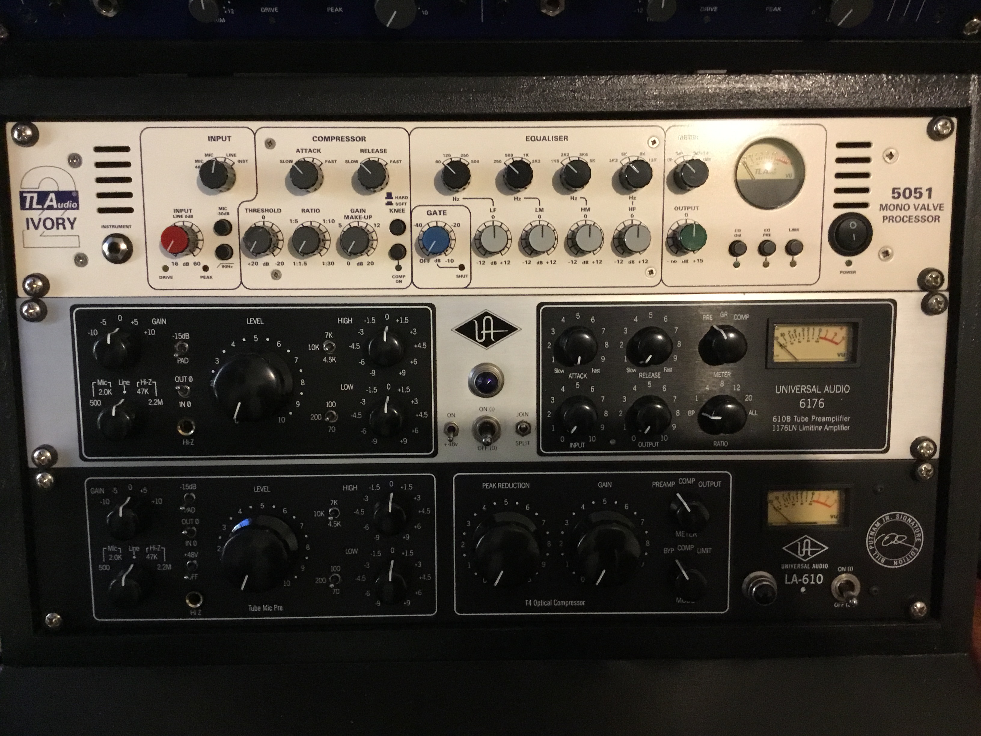 Préampli à lampe Universal audio et la 610 version signature Buil, Putman