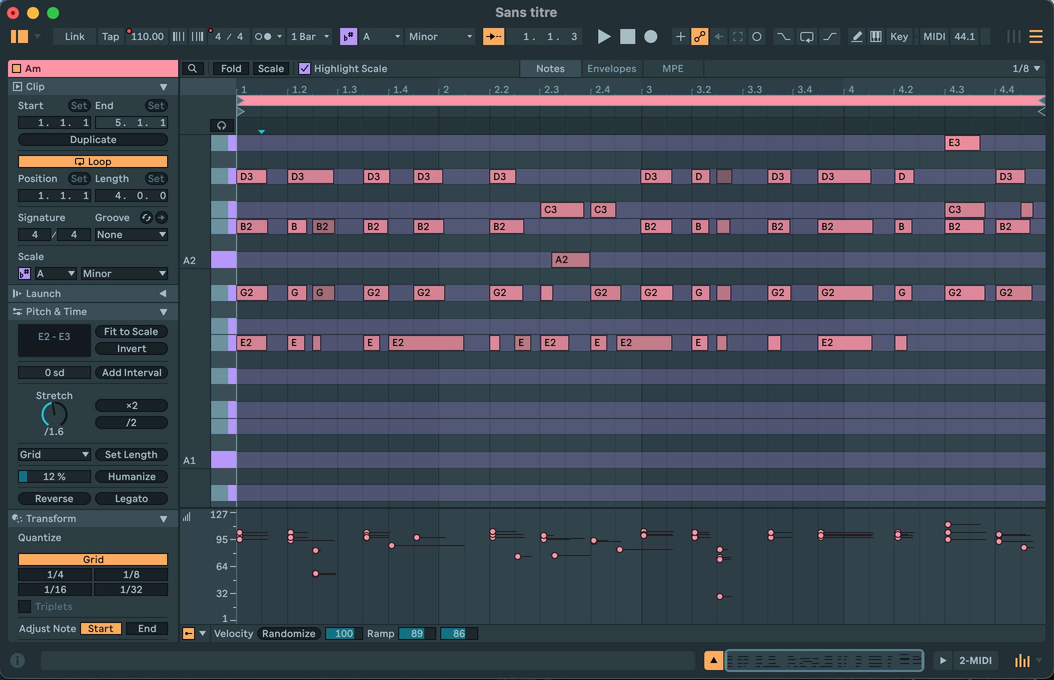 Ableton Live 12 - Piano roll