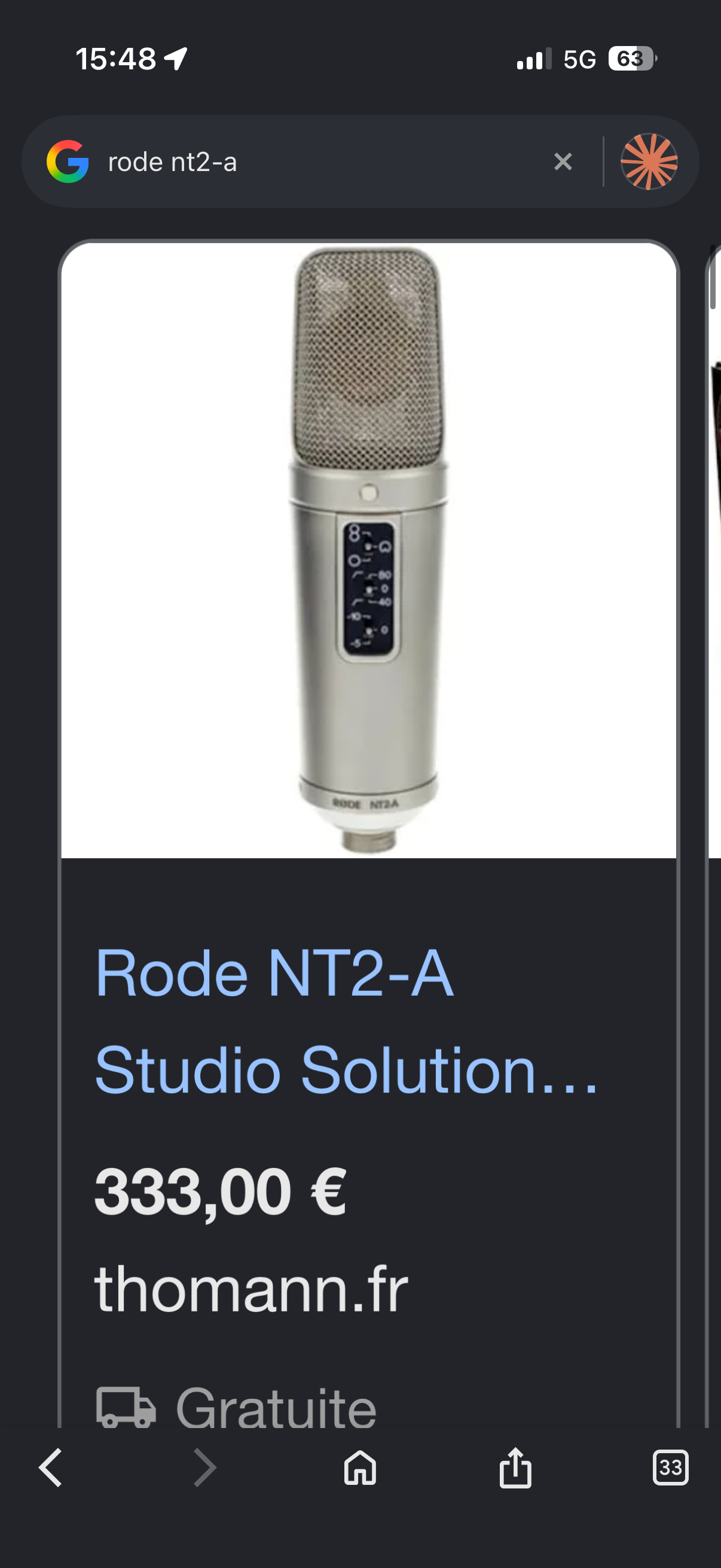 Vends micro RODE nt2-a