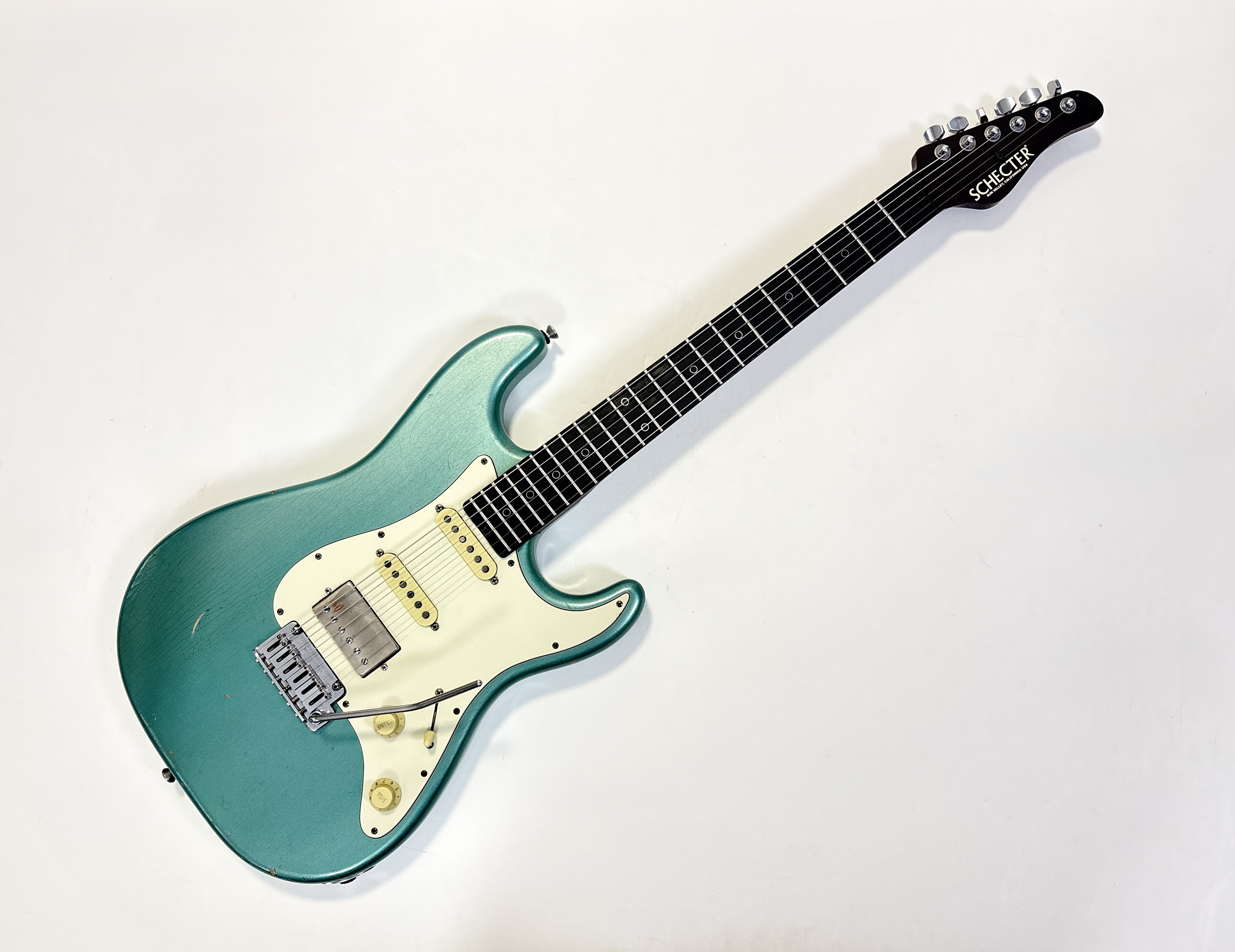 Schecter Nick Johnston Signature Custom Shop 2021 Teal Green Metallic Aged Nitro