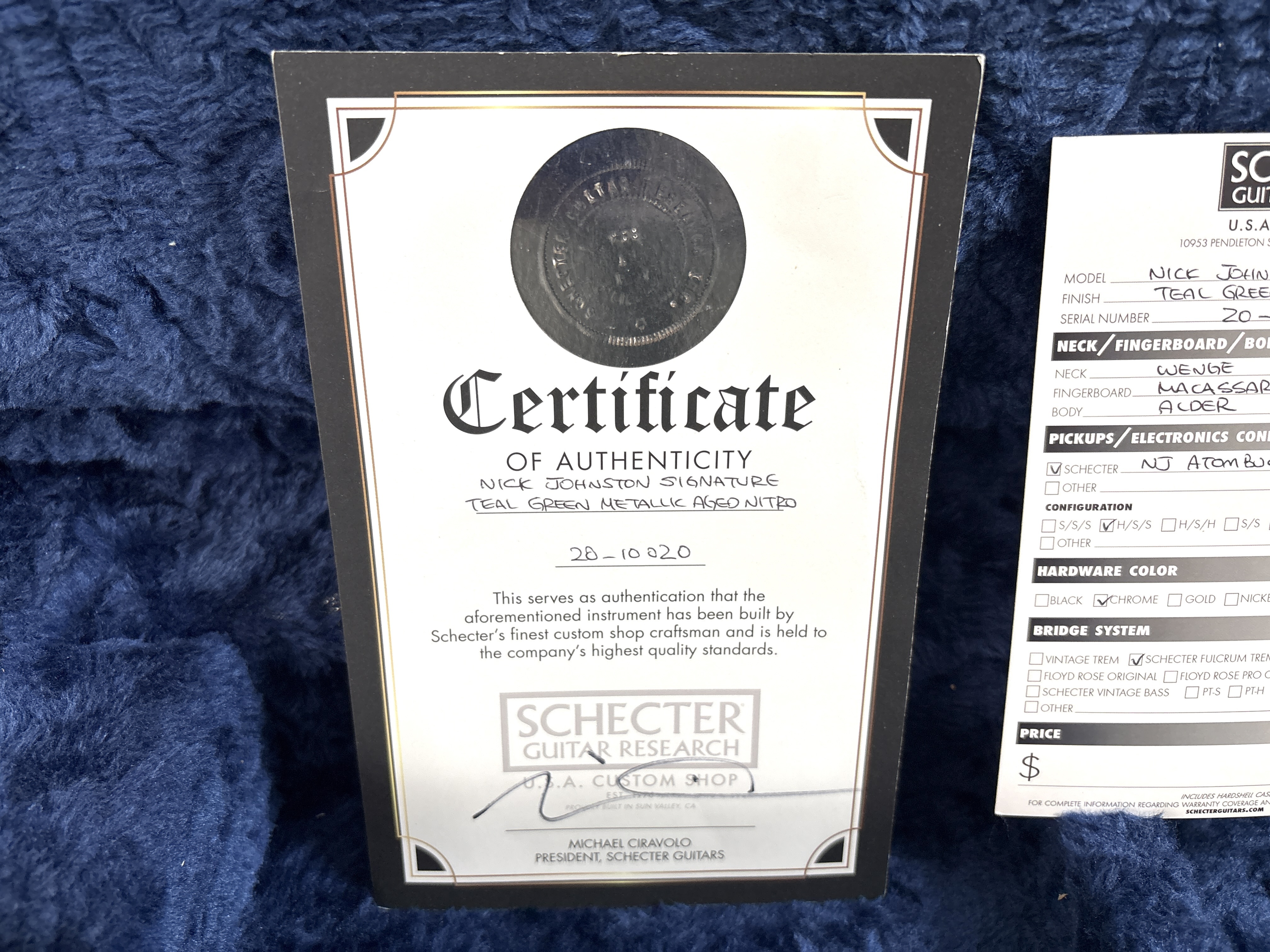 Schecter Custom Shop Nick Johnston USA Signature Nitro Finish (40009)
