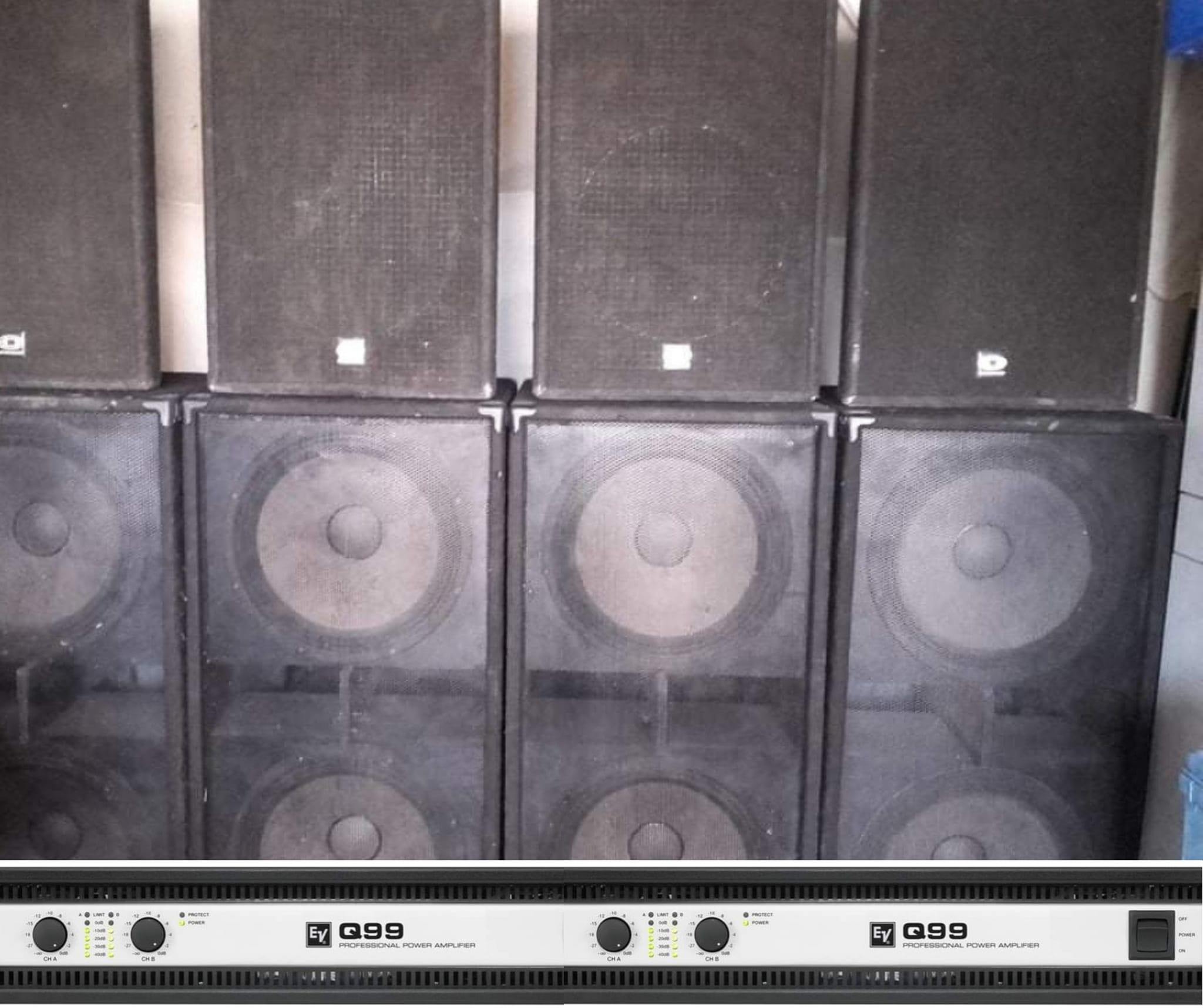 System Sono Pro : 6 Têtes Dynacord F150 + 4 Caissons EV Eliminator kW (2x18") + Ampli Q99 NEUF