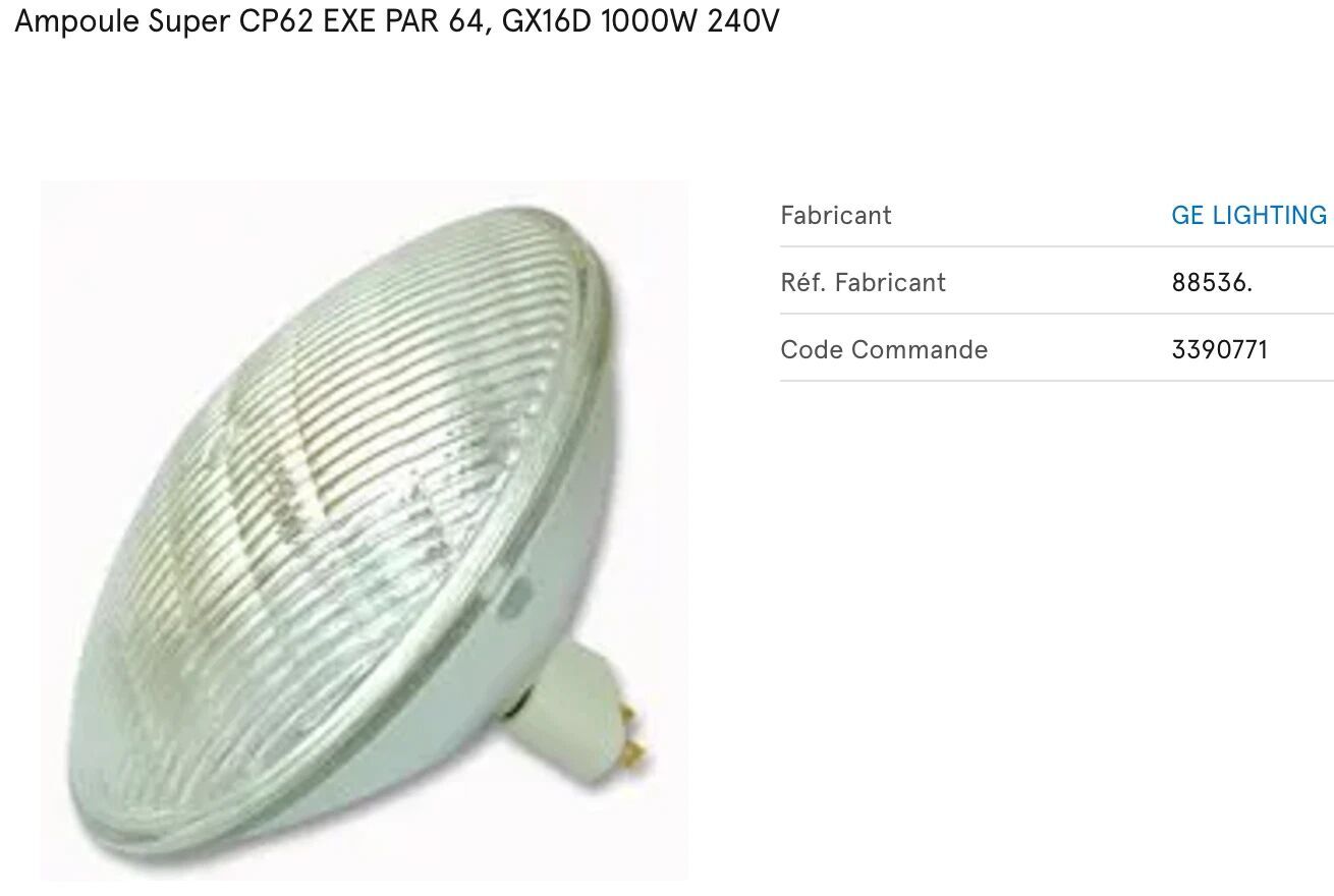 lampe de theatre PAR CP60, 61,62