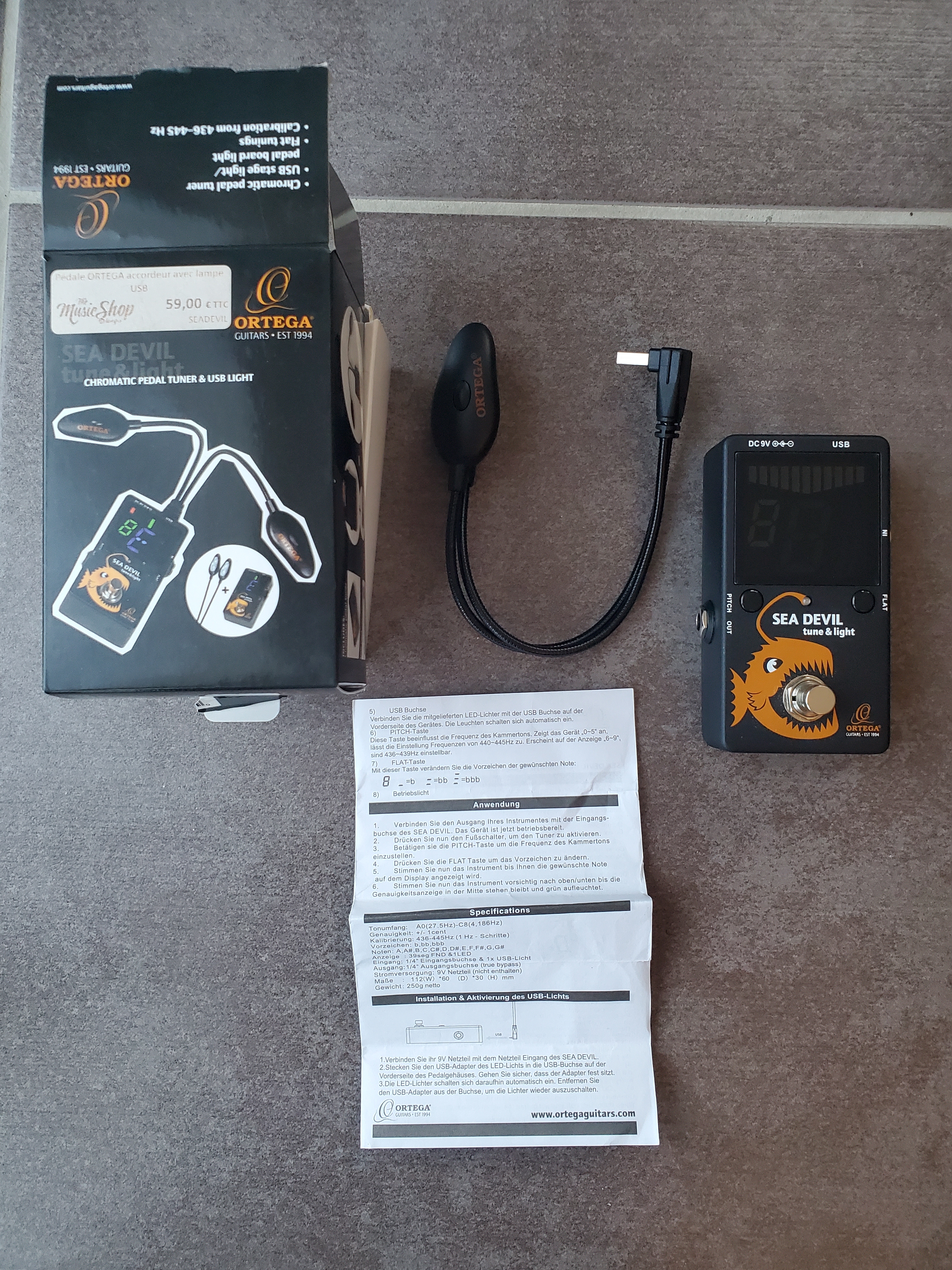 Vends pédale accordeur Ortega Sea devis tune&light
