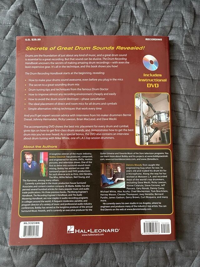 Hal Leonard livre The Drum Recording Handbook (90499)
